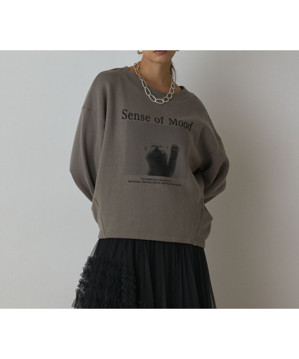 【グレース コンチネンタル/GRACE CONTINENTAL】のCatphoto裏毛トップ インテリア・キッズ・メンズ・レディースファッション・服の通販 founy(ファニー) 　ファッション　Fashion　レディースファッション　Fashion for Women　トップス・カットソー　Cut & Sew Tops　イラスト　Illustration　インナー　Innerwear　猫　Cat, Kitty　レース　Lace, Lace Fabric　A/W・秋冬　Autumn/Winter　カーキ|ID: prp329100004678256 ipo3291000000033797824