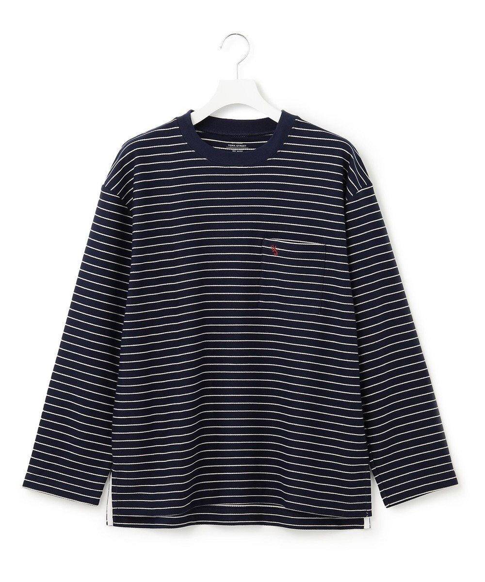 【ジェイプレスヨークストリート/J.PRESS YORK STREET】の【UNISEX】リップルボーダー Tシャツ インテリア・キッズ・メンズ・レディースファッション・服の通販 founy(ファニー) 　ファッション　Fashion　レディースファッション　Fashion for Women　トップス・カットソー　Cut & Sew Tops　シャツ・ブラウス・オフィスカジュアル　Elegant Blouses & Button-Ups　ロングTシャツ・Tシャツ　Longline T-Shirts & Tees　カットソー・ベーシックTシャツ　Cut-and-Sewn Tops / Stretch Tees & Basics　ユニセックス　Unisex, Genderless　インナー　Innerwear　カットソー　Cut and Sewn Top　ジャケット　Jacket, Outerwear　ツイル　Twist, Twisted Detail　ブルゾン　Blouson, Bomber Jacket　ボーダー　Border, Stripe　ポケット　Pocket, Pocket Detail　ワンポイント　One Point, Statement Accent　A/W・秋冬　Autumn/Winter　ネイビー系1|ID: prp329100004678479 ipo3291000000033798988