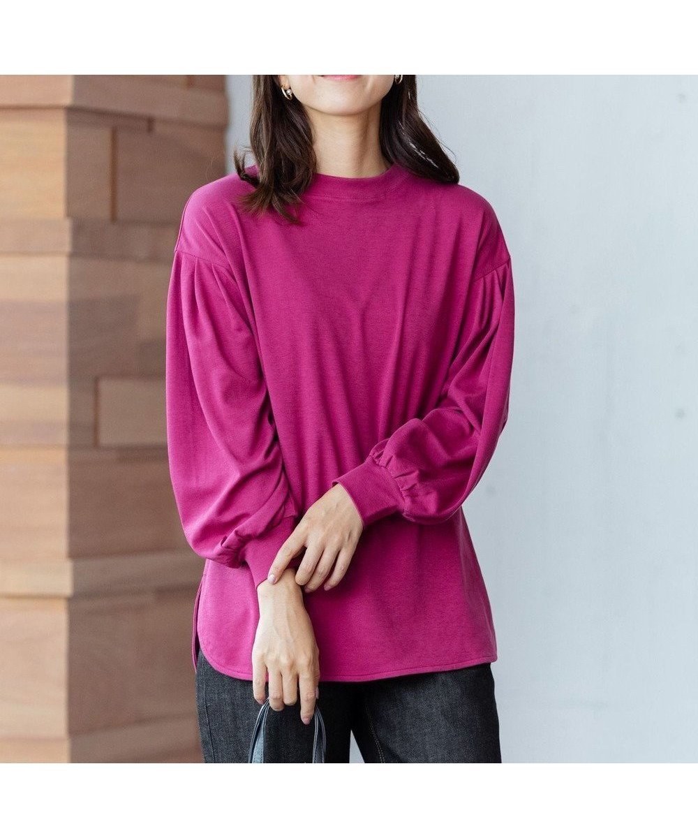 【その他のブランド/Other】の【洗える・毛玉になりにくい】プレミアム モックネック長袖Tシャツ インテリア・キッズ・メンズ・レディースファッション・服の通販 founy(ファニー) 　ファッション　Fashion　レディースファッション　Fashion for Women　トップス・カットソー　Cut & Sew Tops　シャツ・ブラウス・オフィスカジュアル　Elegant Blouses & Button-Ups　ロングTシャツ・Tシャツ　Longline T-Shirts & Tees　カットソー・ベーシックTシャツ　Cut-and-Sewn Tops / Stretch Tees & Basics　カットソー　Cut and Sewn Top　バランス　Balance, Style Balance　プレミアム　Premium, High-End　ポケット　Pocket, Pocket Detail　モックネック　Mock Neck, Short Turtleneck　エレガント 上品　Elegant　洗える　Machine Washable　A/W・秋冬　Autumn/Winter　長袖　Long Sleeve, Full Sleeve　ワイン系|ID: prp329100004678500 ipo3291000000033799099