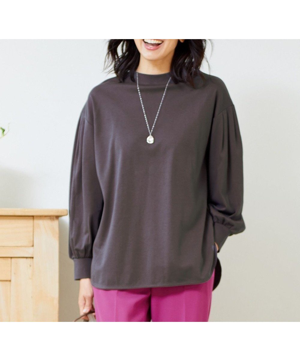 【エニー/ANY】の【洗える・毛玉になりにくい】プレミアム モックネック長袖Tシャツ インテリア・キッズ・メンズ・レディースファッション・服の通販 founy(ファニー) 　ファッション　Fashion　レディースファッション　Fashion for Women　トップス・カットソー　Cut & Sew Tops　シャツ・ブラウス・オフィスカジュアル　Elegant Blouses & Button-Ups　ロングTシャツ・Tシャツ　Longline T-Shirts & Tees　カットソー・ベーシックTシャツ　Cut-and-Sewn Tops / Stretch Tees & Basics　カットソー　Cut and Sewn Top　バランス　Balance, Style Balance　プレミアム　Premium, High-End　ポケット　Pocket, Pocket Detail　モックネック　Mock Neck, Short Turtleneck　エレガント 上品　Elegant　洗える　Machine Washable　A/W・秋冬　Autumn/Winter　長袖　Long Sleeve, Full Sleeve　グレー系|ID: prp329100004678500 ipo3291000000034256374