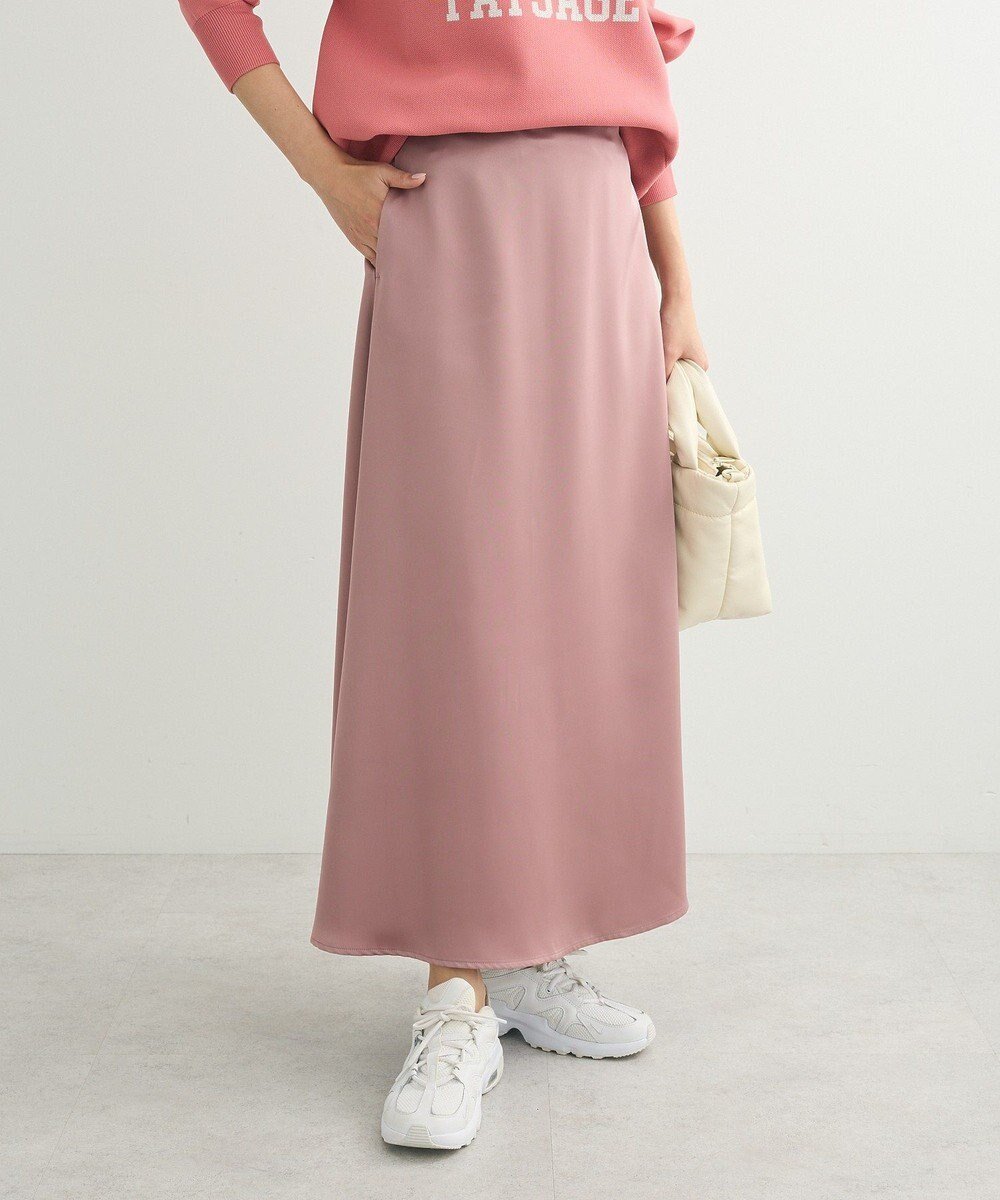 【グリーンパークス/Green Parks】の・Petit Fleur サテンフレアスカート インテリア・キッズ・メンズ・レディースファッション・服の通販 founy(ファニー) 　ファッション　Fashion　レディースファッション　Fashion for Women　スカート　Skirts　Aライン・フレアスカート　A-Line & Flared Skirts　おすすめ　Recommended / Our Picks　エレガント 上品　Elegant　サテン　Satin, Glossy Fabric　ドレープ　Drape, Draping Fabric　フィット　Fit, Slim Fit　フレア　Flare, Flared　ポケット　Pocket, Pocket Detail　今季　This Season, Current Season　夏　Summer　春　Spring　S/S・春夏　SS, Spring/Summer, Warm Season　Pink|ID: prp329100004678948 ipo3291000000033801459