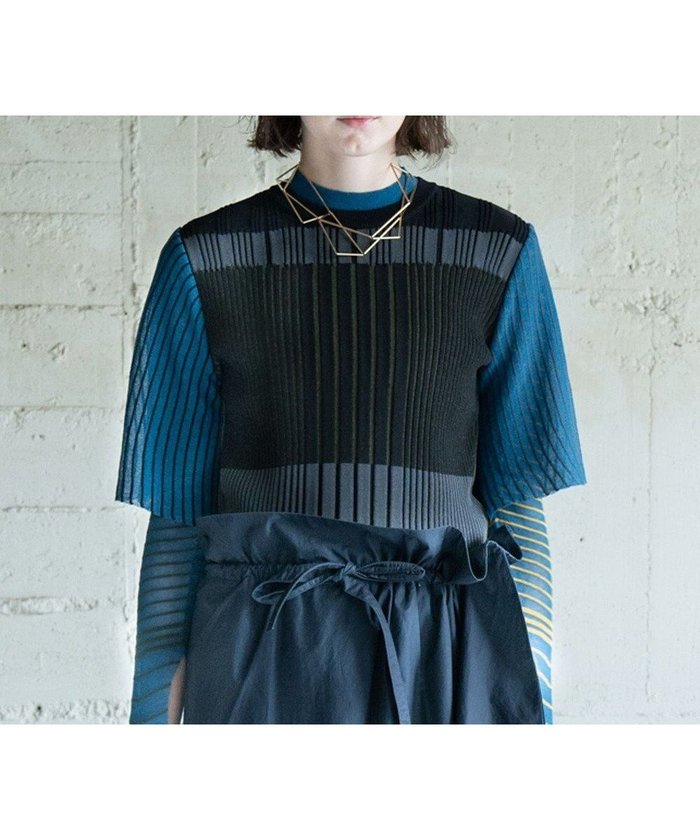 【コキュウ/COQ】のFUSION レイヤードリブニット インテリア・キッズ・メンズ・レディースファッション・服の通販 founy(ファニー) https://founy.com/ ファッション Fashion レディースファッション Fashion for Women トップス・カットソー Cut & Sew Tops ニット Knit Tops & Sweaters 春 Spring コレクション Collection, Seasonal Line シアー Sheer, See-Through ストライプ Stripe, Striped Pattern ストレッチ Stretch, Stretchy Fabric セーター Sweater, Knitwear バランス Balance, Style Balance ボーダー Border, Stripe S/S・春夏 SS, Spring/Summer, Warm Season 犬 Dog 夏 Summer |ID: prp329100004679077 ipo3291000000034071976