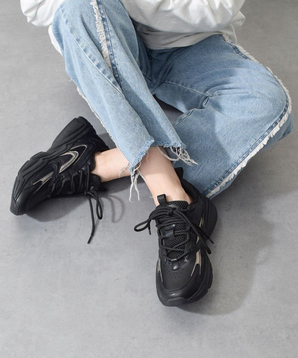 【ブリジット バーキン/Bridget Birkin】の【VINCULUM】メタリックコンビスニーカー インテリア・キッズ・メンズ・レディースファッション・服の通販 founy(ファニー) 　ファッション　Fashion　レディースファッション　Fashion for Women　軽量　Lightweight, Ultra Light　スニーカー　Sneakers, Trainers　モダン　Modern, Contemporary　レース　Lace, Lace Fabric　ブラック|ID: prp329100004679115 ipo3291000000033802231