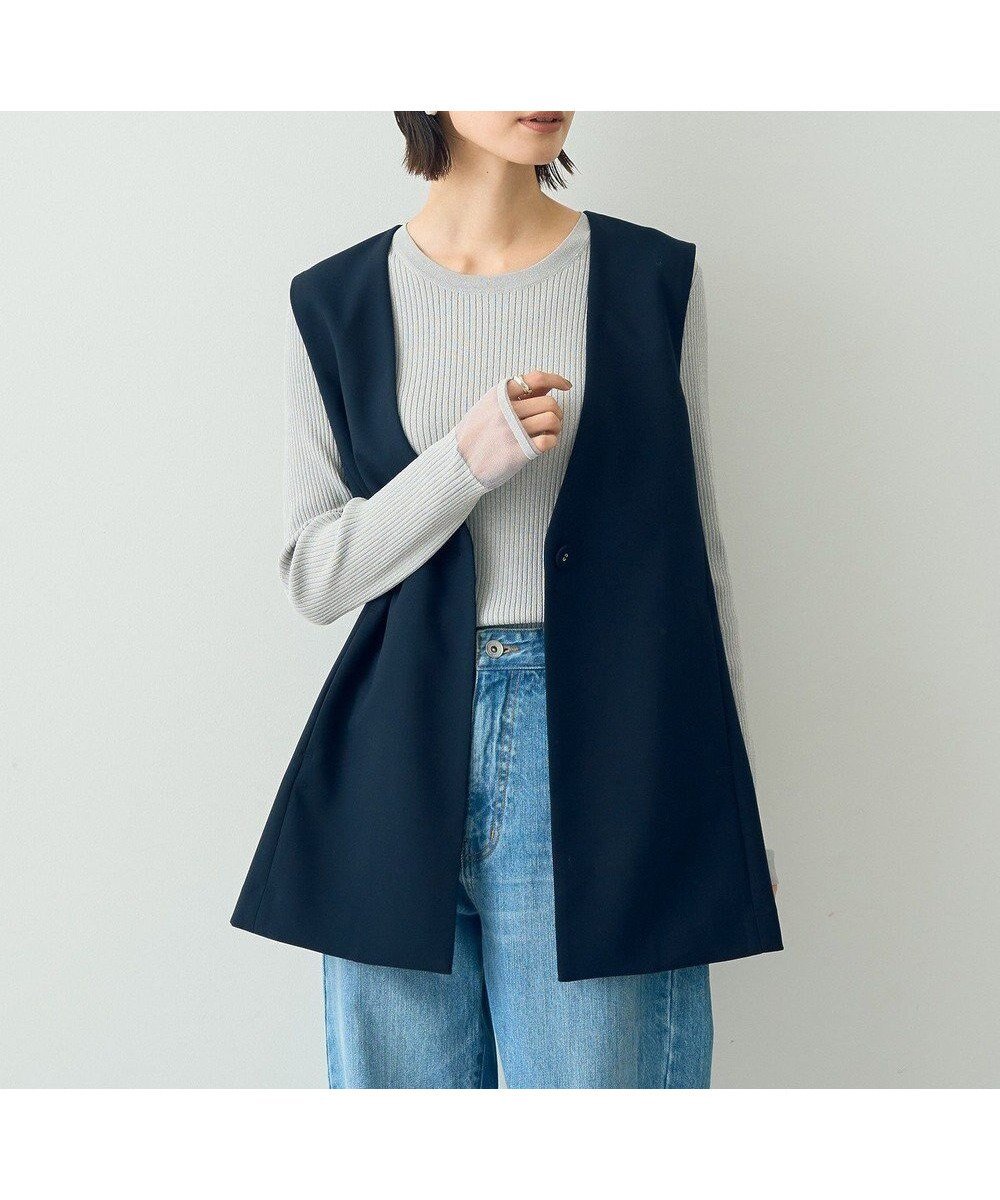 【イェッカ ヴェッカ/YECCA VECCA】のノーカラージレ インテリア・キッズ・メンズ・レディースファッション・服の通販 founy(ファニー) 　ファッション　Fashion　レディースファッション　Fashion for Women　アウター　Coat / Outerwear Collection　トップス・カットソー　Cut & Sew Tops　ベスト&ジレ / 重ね着スタイル　Vests & Gilets　おすすめ　Recommended / Our Picks　エレガント 上品　Elegant　ジャケット　Jacket, Outerwear　セットアップ　Set-Up, Coordinated Outfit　バランス　Balance, Style Balance　フォーマル　Formal, Dressy　ベスト　Vest, Waistcoat　ポケット　Pocket, Pocket Detail　夏　Summer　S/S・春夏　SS, Spring/Summer, Warm Season　A/W・秋冬　Autumn/Winter　Navy|ID: prp329100004679226 ipo3291000000033802717