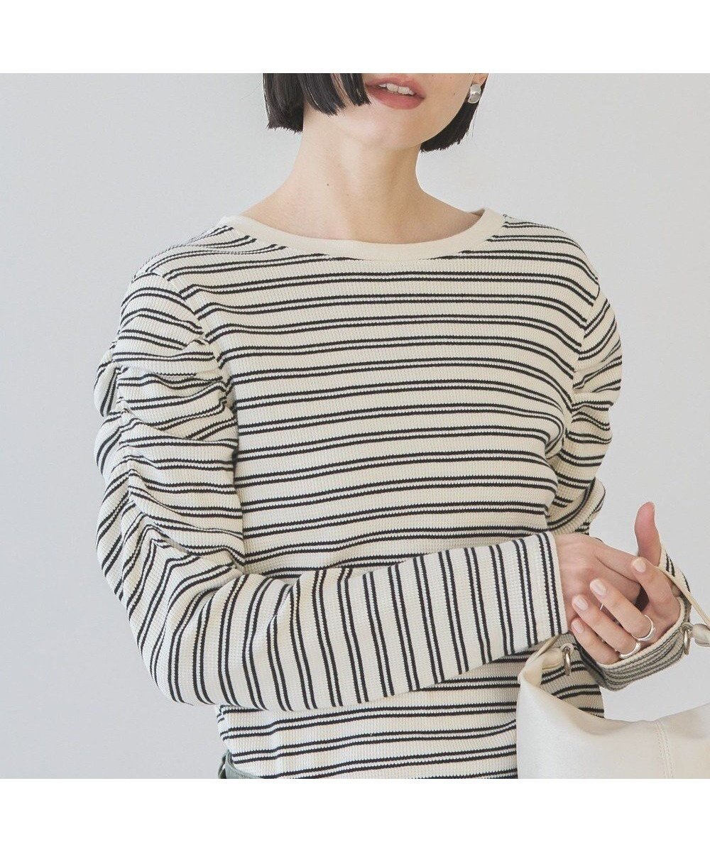 【アメリカンホリック/AMERICAN HOLIC】のショルダーギャザーワッフルプルオーバー 人気、トレンドファッション・服の通販 founy(ファニー) 　ファッション　Fashion　レディースファッション　Fashion for Women　トップス・カットソー　Cut & Sew Tops　シャツ・ブラウス・オフィスカジュアル　Elegant Blouses & Button-Ups　ロングTシャツ・Tシャツ　Longline T-Shirts & Tees　カジュアルプルオーバー・ニットトップス　Pullovers & Knit Tops / Casual Pullovers　カットソー・ベーシックTシャツ　Cut-and-Sewn Tops / Stretch Tees & Basics　おすすめ　Recommended / Our Picks　カットソー　Cut and Sewn Top　ギャザー　Gathered, Ruffled　コンパクト　Compact, Small Size　ショルダー　Shoulder, Shoulder Strap　スマート　Smart, Elegant　フィット　Fit, Slim Fit　フェミニン　Feminine, Girly　ボーダー　Border, Stripe　ロング　Long, Long-Length　ワッフル　Waffle, Waffle Knit　夏　Summer　春　Spring　S/S・春夏　SS, Spring/Summer, Warm Season　 other-1|ID: prp329100004679230 ipo3291000000033802729