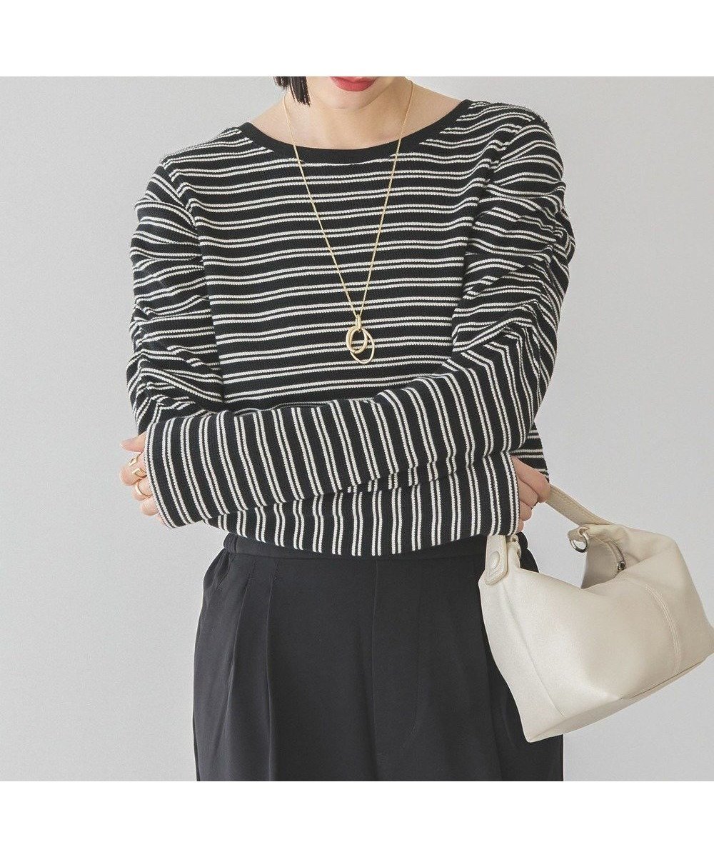 【アメリカンホリック/AMERICAN HOLIC】のショルダーギャザーワッフルプルオーバー インテリア・キッズ・メンズ・レディースファッション・服の通販 founy(ファニー) 　ファッション　Fashion　レディースファッション　Fashion for Women　トップス・カットソー　Cut & Sew Tops　シャツ・ブラウス・オフィスカジュアル　Elegant Blouses & Button-Ups　ロングTシャツ・Tシャツ　Longline T-Shirts & Tees　カジュアルプルオーバー・ニットトップス　Pullovers & Knit Tops / Casual Pullovers　カットソー・ベーシックTシャツ　Cut-and-Sewn Tops / Stretch Tees & Basics　おすすめ　Recommended / Our Picks　カットソー　Cut and Sewn Top　ギャザー　Gathered, Ruffled　コンパクト　Compact, Small Size　ショルダー　Shoulder, Shoulder Strap　スマート　Smart, Elegant　フィット　Fit, Slim Fit　フェミニン　Feminine, Girly　ボーダー　Border, Stripe　ロング　Long, Long-Length　ワッフル　Waffle, Waffle Knit　夏　Summer　春　Spring　S/S・春夏　SS, Spring/Summer, Warm Season　Black|ID: prp329100004679230 ipo3291000000033802733