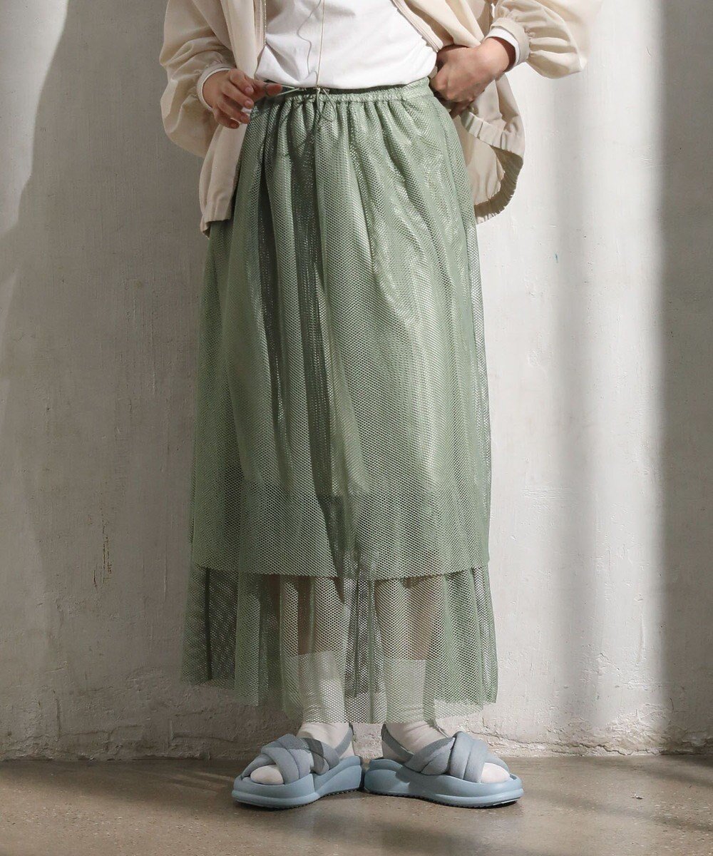 【グリーンパークス/Green Parks】のメッシュティアードスカート インテリア・キッズ・メンズ・レディースファッション・服の通販 founy(ファニー) 　ファッション　Fashion　レディースファッション　Fashion for Women　スカート　Skirts　ティアードスカート　Tiered Skirts　スポーツ　Sports, Activewear　フェミニン　Feminine, Girly　ポケット　Pocket, Pocket Detail　メタル　Metal, Metal Parts　メッシュ　Mesh, Net Fabric　夏　Summer　春　Spring　S/S・春夏　SS, Spring/Summer, Warm Season　Mint|ID: prp329100004679262 ipo3291000000033802862