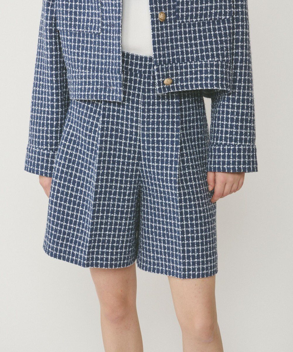 【グレース コンチネンタル/GRACE CONTINENTAL】のチェックツイードハーフパンツ インテリア・キッズ・メンズ・レディースファッション・服の通販 founy(ファニー) 　ファッション　Fashion　レディースファッション　Fashion for Women　パンツ　Pants & Trousers　ショートパンツ・ハーフパンツ　High-Waisted & Relaxed Shorts　おすすめ　Recommended / Our Picks　ストレート　Straight, Straight Cut　セットアップ　Set-Up, Coordinated Outfit　チェック　Check, Plaid, Tartan　ツイード　Twill, Twill Weave　ハーフ　Half, Half-Length　バランス　Balance, Style Balance　ブルゾン　Blouson, Bomber Jacket　夏　Summer　春　Spring　S/S・春夏　SS, Spring/Summer, Warm Season　ブルー|ID: prp329100004679286 ipo3291000000033802953