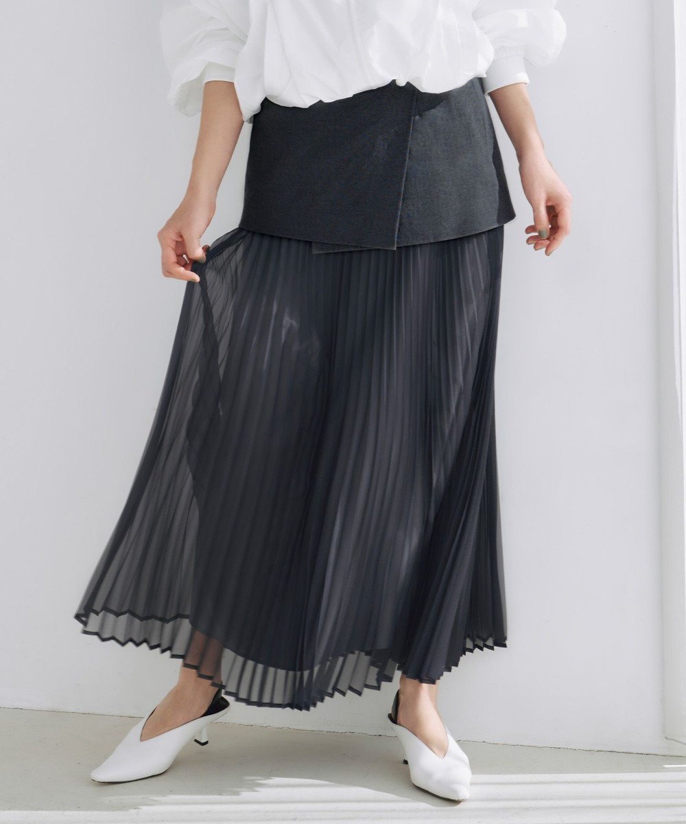 【アイシービー/iCB】の【洗える】LooseWeave ドッキングプリーツスカート 人気、トレンドファッション・服の通販 founy(ファニー) 　ファッション　Fashion　レディースファッション　Fashion for Women　スカート　Skirts　プリーツスカート / 上品フェミニンスタイル　Pleated Skirts　春　Spring　洗える　Machine Washable　シルク　Silk, 100% Silk　シンプル　Simple, Minimal　ジャケット　Jacket, Outerwear　ストレッチ　Stretch, Stretchy Fabric　トレンド　Trend, Trending Now　ドッキング　Docking, Mixed Material　定番　Standard, Basic Item　人気　Popular, Best Seller　プリーツ　Pleats, Pleated　S/S・春夏　SS, Spring/Summer, Warm Season　夏　Summer　エレガント 上品　Elegant　2025年　2025　2025春夏・S/S　Spring/Summer 2025 SS25　 other-1|ID: prp329100004679291 ipo3291000000033802965