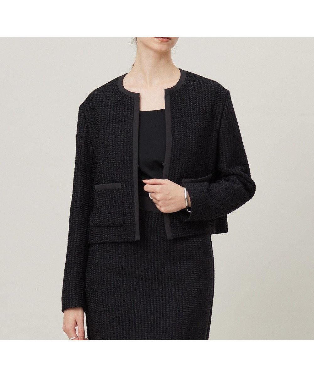 【アイシービー/iCB】のSplittweed ノーカラージャケット インテリア・キッズ・メンズ・レディースファッション・服の通販 founy(ファニー) 　ファッション　Fashion　レディースファッション　Fashion for Women　アウター　Coat / Outerwear Collection　レディースジャケット・軽アウター　Jackets　ノーカラージャケット / シンプル上品コーデ　Collarless Jackets　春　Spring　キュプラ　Cupro, Eco Fabric　ジャケット　Jacket, Outerwear　ストレッチ　Stretch, Stretchy Fabric　タイトスカート　Pencil Skirt, Tight Skirt　チェーン　Chain, Chain Strap　ツイード　Twill, Twill Weave　トリミング　Trimming, Decorative Edge　ドレープ　Drape, Draping Fabric　ベーシック　Basic, Essential　S/S・春夏　SS, Spring/Summer, Warm Season　夏　Summer　2024年　2024　エレガント 上品　Elegant　2024-2025秋冬・A/W　Autumn/Winter 2024–25 AW24–25　ブラック系|ID: prp329100004679330 ipo3291000000033803105