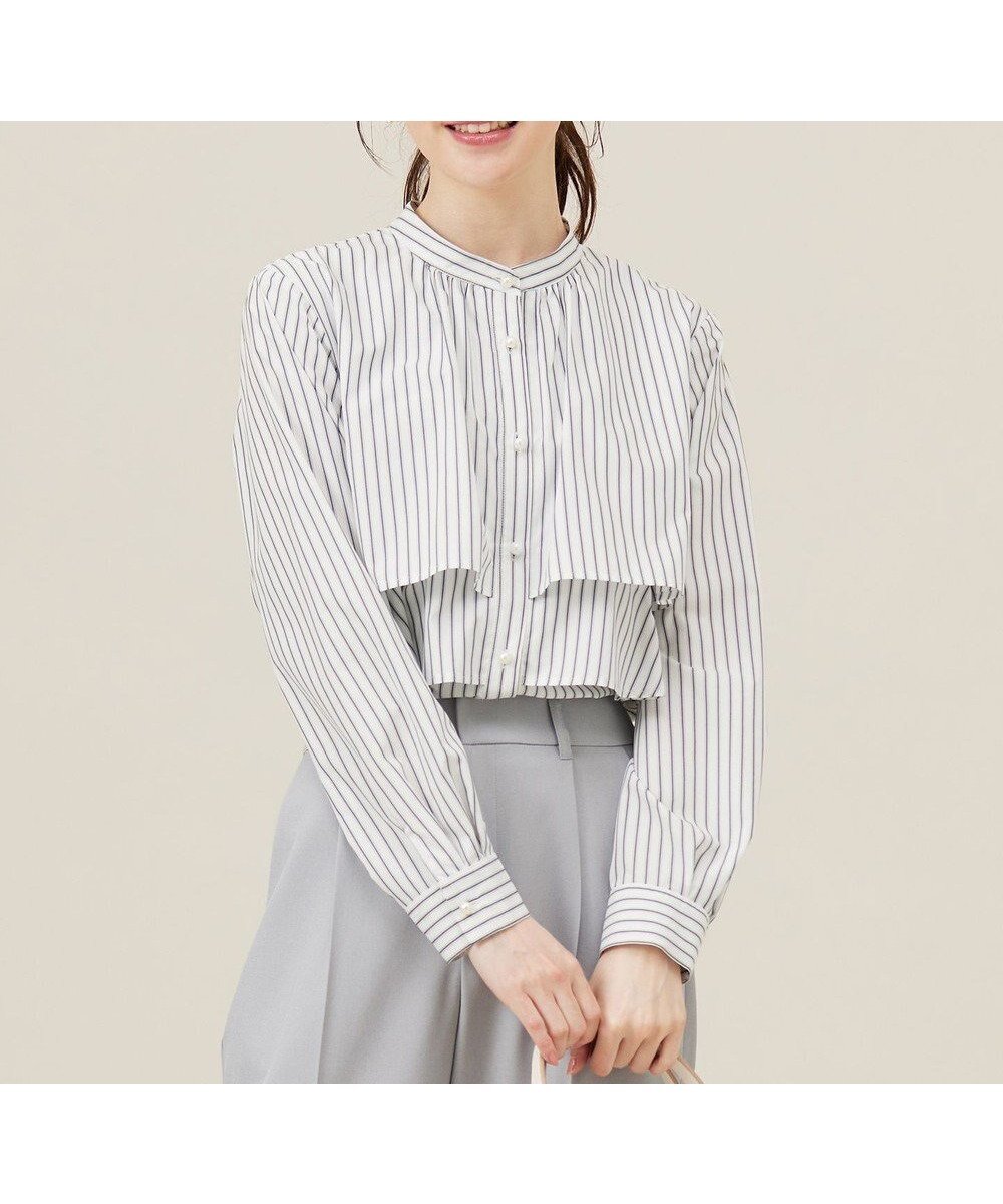 【エニィ スィス/any SiS】の【洗える】ラッフルレイヤード ブラウス 人気、トレンドファッション・服の通販 founy(ファニー) ファッション Fashion レディースファッション Fashion for Women トップス・カットソー Cut & Sew Tops シャツ・ブラウス・オフィスカジュアル Elegant Blouses & Button-Ups おすすめ Recommended / Our Picks ウォッシャブル Machine Washable ストライプ Stripe, Striped Pattern パール Pearl, Pearl Accent フェミニン Feminine, Girly エレガント 上品 Elegant 夏 Summer 新作・新入荷 New Arrivals / New In 春 Spring S/S・春夏 SS, Spring/Summer, Warm Season 楽ちん Easy Fit, Comfortable 洗える Machine Washable 羽織 Haori, Light Jacket other-1|ID: prp329100004679355 ipo3291000000034473863