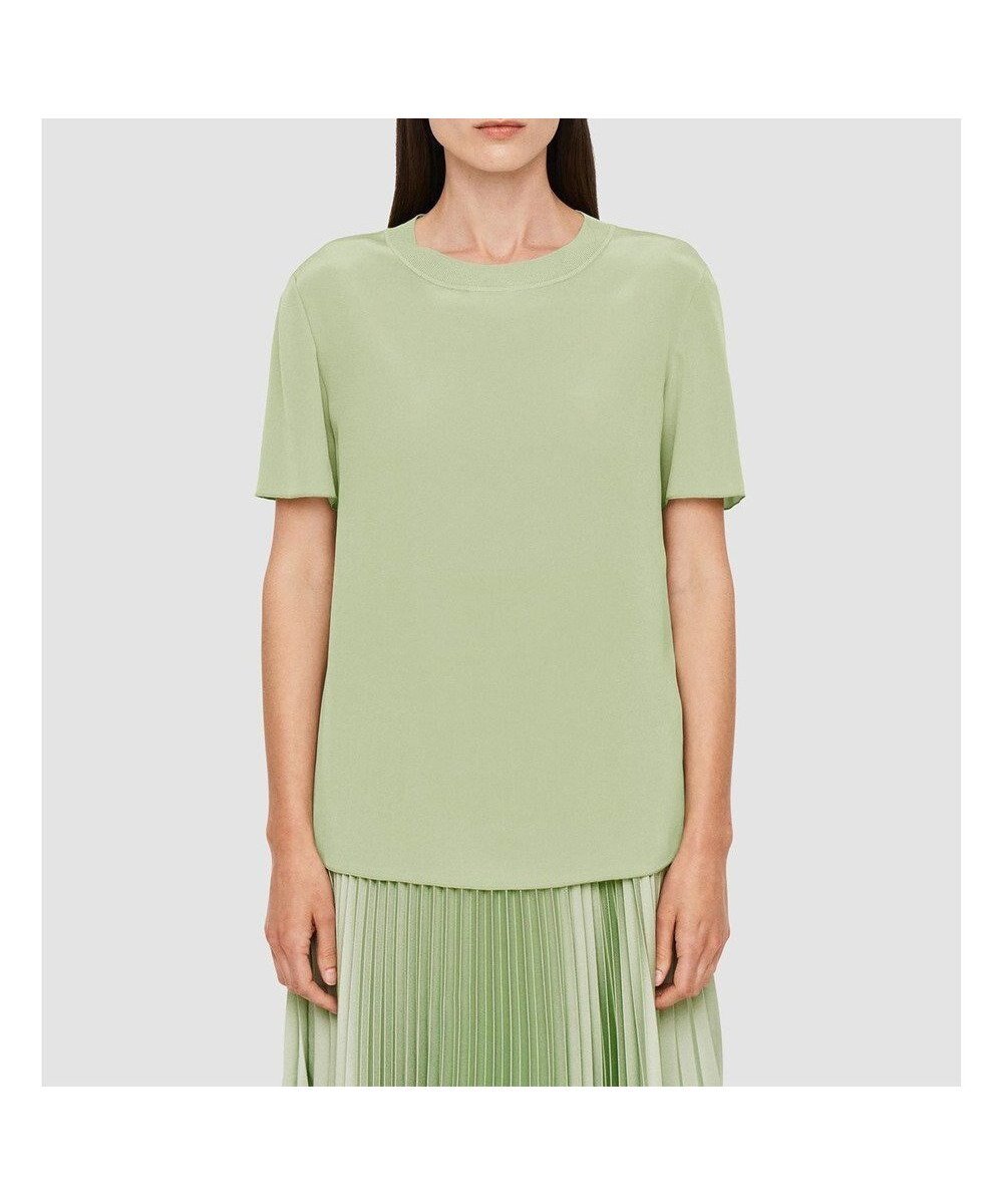 【ジョゼフ/JOSEPH】の【洗える】クレープ ド ソワ ショートスリーブTEE インテリア・キッズ・メンズ・レディースファッション・服の通販 founy(ファニー) ファッション Fashion レディースファッション Fashion for Women トップス・カットソー Cut & Sew Tops シャツ・ブラウス・オフィスカジュアル Elegant Blouses & Button-Ups ロングTシャツ・Tシャツ Longline T-Shirts & Tees カットソー・ベーシックTシャツ Cut-and-Sewn Tops / Stretch Tees & Basics カットソー Cut and Sewn Top ショート Short, Short Length シルク Silk, 100% Silk スリーブ Sleeve, Long Sleeve / Short Sleeve ドレープ Drape, Draping Fabric 夏 Summer 春 Spring S/S・春夏 SS, Spring/Summer, Warm Season 洗える Machine Washable 軽量 Lightweight, Ultra Light Matcha|ID: prp329100004679384 ipo3291000000033803288