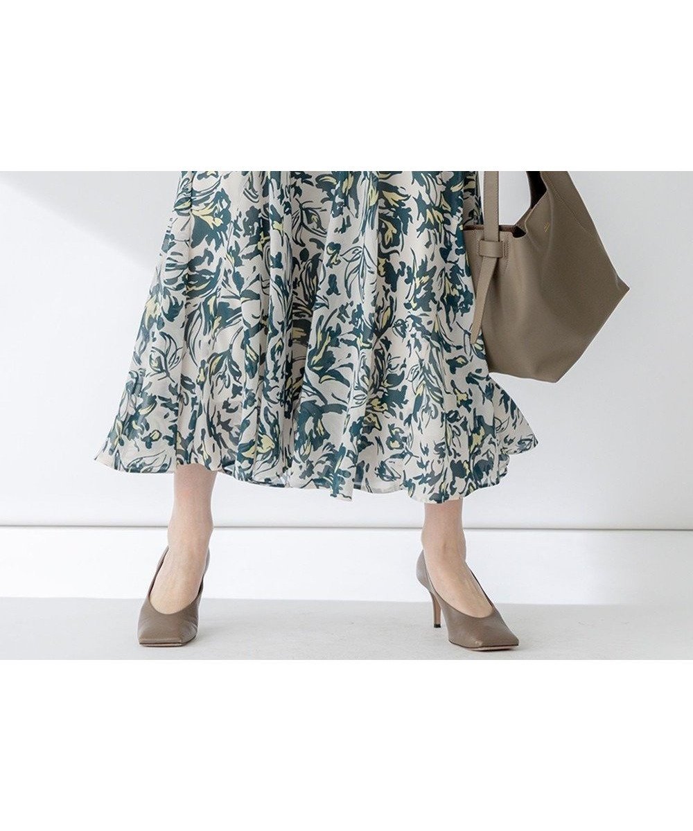 【23区/NIJYUSANKU】の【洗える】ニュアンスフラワープリント フレア スカート インテリア・キッズ・メンズ・レディースファッション・服の通販 founy(ファニー) 　ファッション　Fashion　レディースファッション　Fashion for Women　スカート　Skirts　Aライン・フレアスカート　A-Line & Flared Skirts　イエロー　Yellow　春　Spring　洗える　Machine Washable　ギャザー　Gathered, Ruffled　シルク　Silk, 100% Silk　シンプル　Simple, Minimal　スカーフ　Scarf, Neckwear　セットアップ　Set-Up, Coordinated Outfit　ドレープ　Drape, Draping Fabric　フラワー　Flower, Floral　フレア　Flare, Flared　プリント　Print, Printed Pattern　S/S・春夏　SS, Spring/Summer, Warm Season　おすすめ　Recommended / Our Picks　夏　Summer　エレガント 上品　Elegant　2025年　2025　2025春夏・S/S　Spring/Summer 2025 SS25　ダークグリーンプリント|ID: prp329100004679392 ipo3291000000033803314