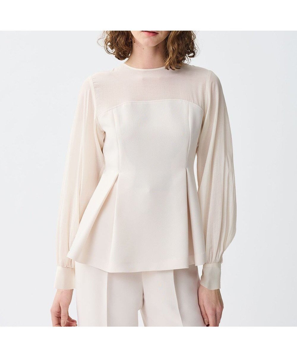 【アンクレイヴ/uncrave】の【防シワ・洗濯機洗い可】ウォッシャブルダブルクロス ビスチェ ブラウス インテリア・キッズ・メンズ・レディースファッション・服の通販 founy(ファニー) 　ファッション　Fashion　レディースファッション　Fashion for Women　トップス・カットソー　Cut & Sew Tops　シャツ・ブラウス・オフィスカジュアル　Elegant Blouses & Button-Ups　ビスチェ　Bustiers & Corset Tops / Layered Bustier Style　カフス　Cuff Design　シアー　Sheer, See-Through　ジャケット　Jacket, Outerwear　スリーブ　Sleeve, Long Sleeve / Short Sleeve　ダブル　Double, Double-Breasted　バランス　Balance, Style Balance　ビスチェ　Bustier, Corset Top　フォルム　Silhouette, Form　ペプラム　Peplum, Flared Hem　ボトム　Bottoms, Lower Wear　モダン　Modern, Contemporary　ワイド　Wide, Wide Fit　A/W・秋冬　Autumn/Winter　S/S・春夏　SS, Spring/Summer, Warm Season　夏　Summer　セレモニー　Ceremony　エクリュ|ID: prp329100004679400 ipo3291000000033803341