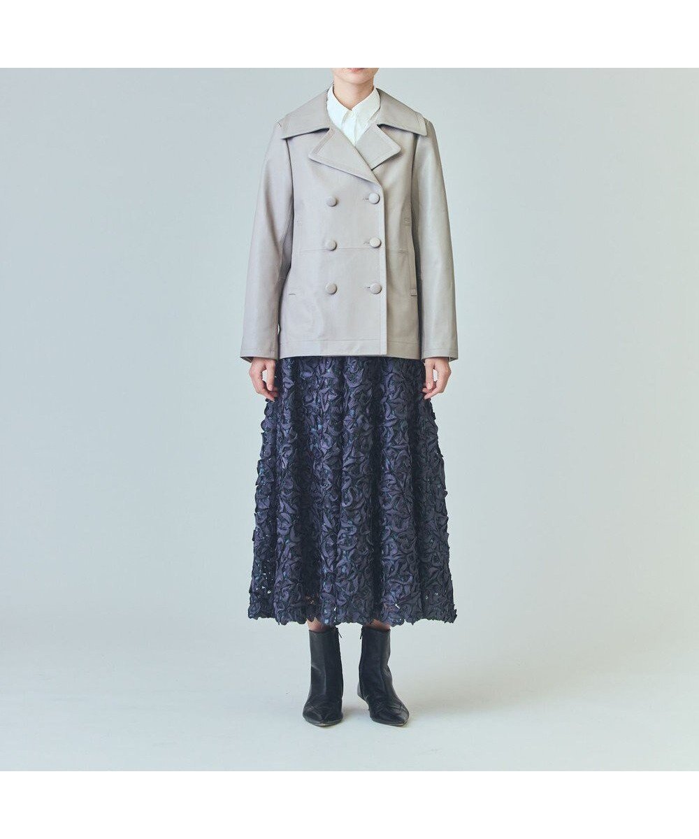【グレース コンチネンタル/GRACE CONTINENTAL】のラムレザーPコート インテリア・キッズ・メンズ・レディースファッション・服の通販 founy(ファニー) 　ファッション　Fashion　レディースファッション　Fashion for Women　アウター　Coat / Outerwear Collection　コート・ロングコート・ピーコート　Long Coats, Peacoats & More　レディースジャケット・軽アウター　Jackets　Pコート　Pea Coats　おすすめ　Recommended / Our Picks　ジャケット　Jacket, Outerwear　デニム　Denim, Jeans Material　今季　This Season, Current Season　定番　Standard, Basic Item　A/W・秋冬　Autumn/Winter　グレー|ID: prp329100004679449 ipo3291000000033803499