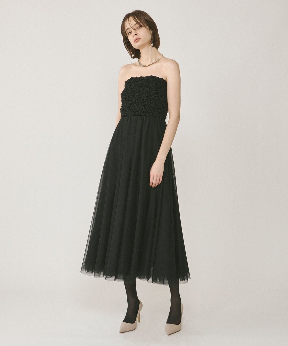 【グレース コンチネンタル/GRACE CONTINENTAL】のシャーリングベアドレス インテリア・キッズ・メンズ・レディースファッション・服の通販 founy(ファニー) 　ファッション　Fashion　レディースファッション　Fashion for Women　ワンピース　Dresses　フォーマル・パーティードレス・結婚式用ドレス　Elegant & Casual Dresses　アクセサリー　Fashion Accessories　オーガンジー　Organza Fabric　春　Spring　カットソー　Cut and Sewn Top　キャミワンピース　Cami Dress, Slip Dress　シアー　Sheer, See-Through　シャーリング　Shirring, Ruched　シンプル　Simple, Minimal　チュール　Tulip, Tulip Motif　ドレス　Dress, One-Piece　ハイネック　High Neck, Mock Neck　パール　Pearl, Pearl Accent　ビジュー　Bijou, Jewel-like Accent　フェミニン　Feminine, Girly　フレア　Flare, Flared　S/S・春夏　SS, Spring/Summer, Warm Season　夏　Summer　ブラック|ID: prp329100004679452 ipo3291000000033803512
