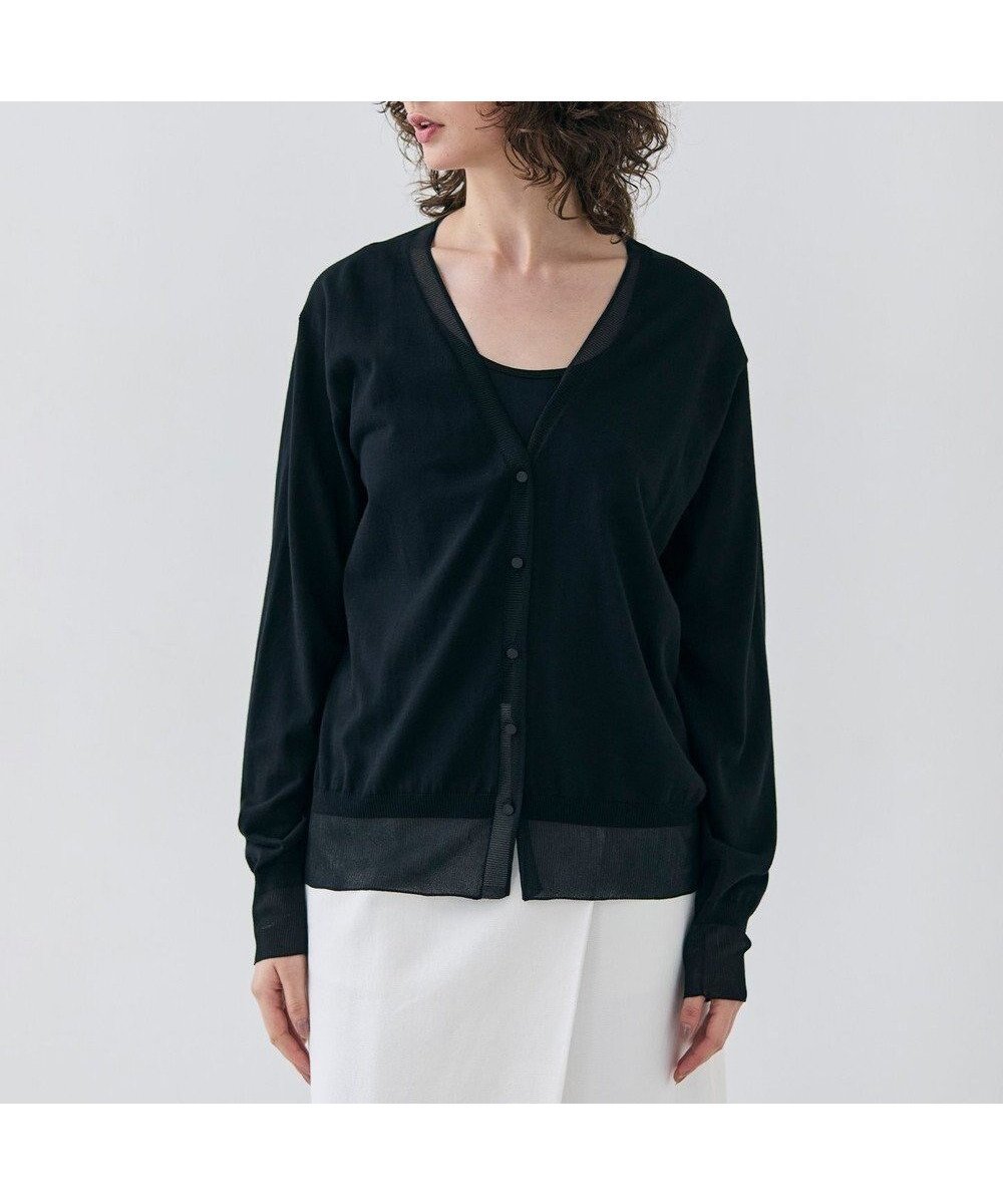 【ベイジ,/BEIGE,】の【洗える】JULIE / シルク混シアーVネックカーディガン インテリア・キッズ・メンズ・レディースファッション・服の通販 founy(ファニー) 　ファッション　Fashion　レディースファッション　Fashion for Women　トップス・カットソー　Cut & Sew Tops　カーディガン・羽織り　Layered Style Cardigans　Vネックトップス　V-Neck Tops / V-Cut Neckline Shirts　おすすめ　Recommended / Our Picks　カットソー　Cut and Sewn Top　カーディガン　Cardigan, Knitwear　キャミソール　Camisole, Spaghetti Strap Top　コンビ　Combo, Combination Style　シアー　Sheer, See-Through　シルク　Silk, 100% Silk　シンプル　Simple, Minimal　今季　This Season, Current Season　夏　Summer　春　Spring　S/S・春夏　SS, Spring/Summer, Warm Season　洗える　Machine Washable　A/W・秋冬　Autumn/Winter　Black|ID: prp329100004679611 ipo3291000000033804043