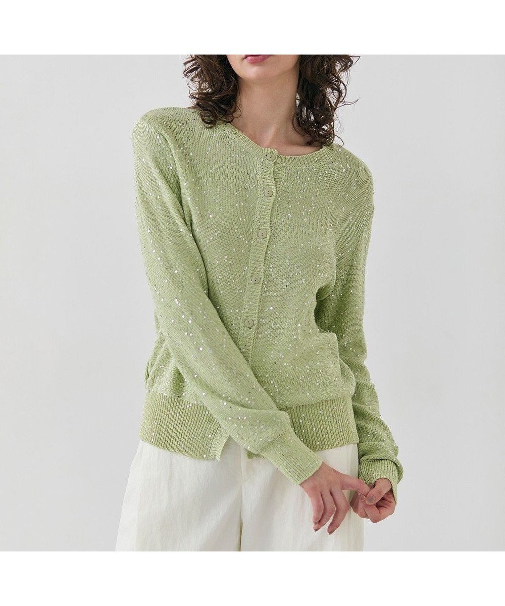 【ベイジ,/BEIGE,】の【洗える】FENNEL / コットンスパンコールカーディガン インテリア・キッズ・メンズ・レディースファッション・服の通販 founy(ファニー) 　ファッション　Fashion　レディースファッション　Fashion for Women　トップス・カットソー　Cut & Sew Tops　カーディガン・羽織り　Layered Style Cardigans　アンサンブル　Ensemble Set　カーディガン　Cardigan, Knitwear　コンパクト　Compact, Small Size　シンプル　Simple, Minimal　スパンコール　Sequins, Sequin Embellishment　ロング　Long, Long-Length　ワイド　Wide, Wide Fit　エレガント 上品　Elegant　今季　This Season, Current Season　夏　Summer　春　Spring　S/S・春夏　SS, Spring/Summer, Warm Season　洗える　Machine Washable　Sage|ID: prp329100004679614 ipo3291000000033804054