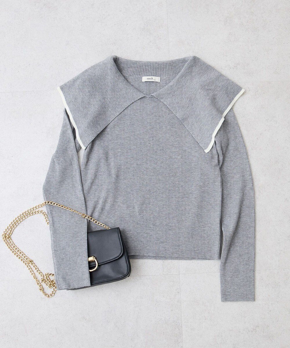 【アースミュージックアンドエコロジー/earth music&ecology】のビックカラーオフショルニットプルオーバー インテリア・キッズ・メンズ・レディースファッション・服の通販 founy(ファニー) ファッション Fashion レディースファッション Fashion for Women トップス・カットソー Cut & Sew Tops ニット Knit Tops & Sweaters カジュアルプルオーバー・ニットトップス Pullovers & Knit Tops / Casual Pullovers おすすめ Recommended / Our Picks セーター Sweater, Knitwear ビッグ Big, Oversized フィット Fit, Slim Fit フェミニン Feminine, Girly ポケット Pocket, Pocket Detail A/W・秋冬 Autumn/Winter Gray Mixture|ID: prp329100004679637 ipo3291000000033804126