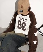 【ウィゴー/WEGO】のスターナンバリングラグランスウェット ブラウン|ID: prp329100004679694 ipo3291000000033804342