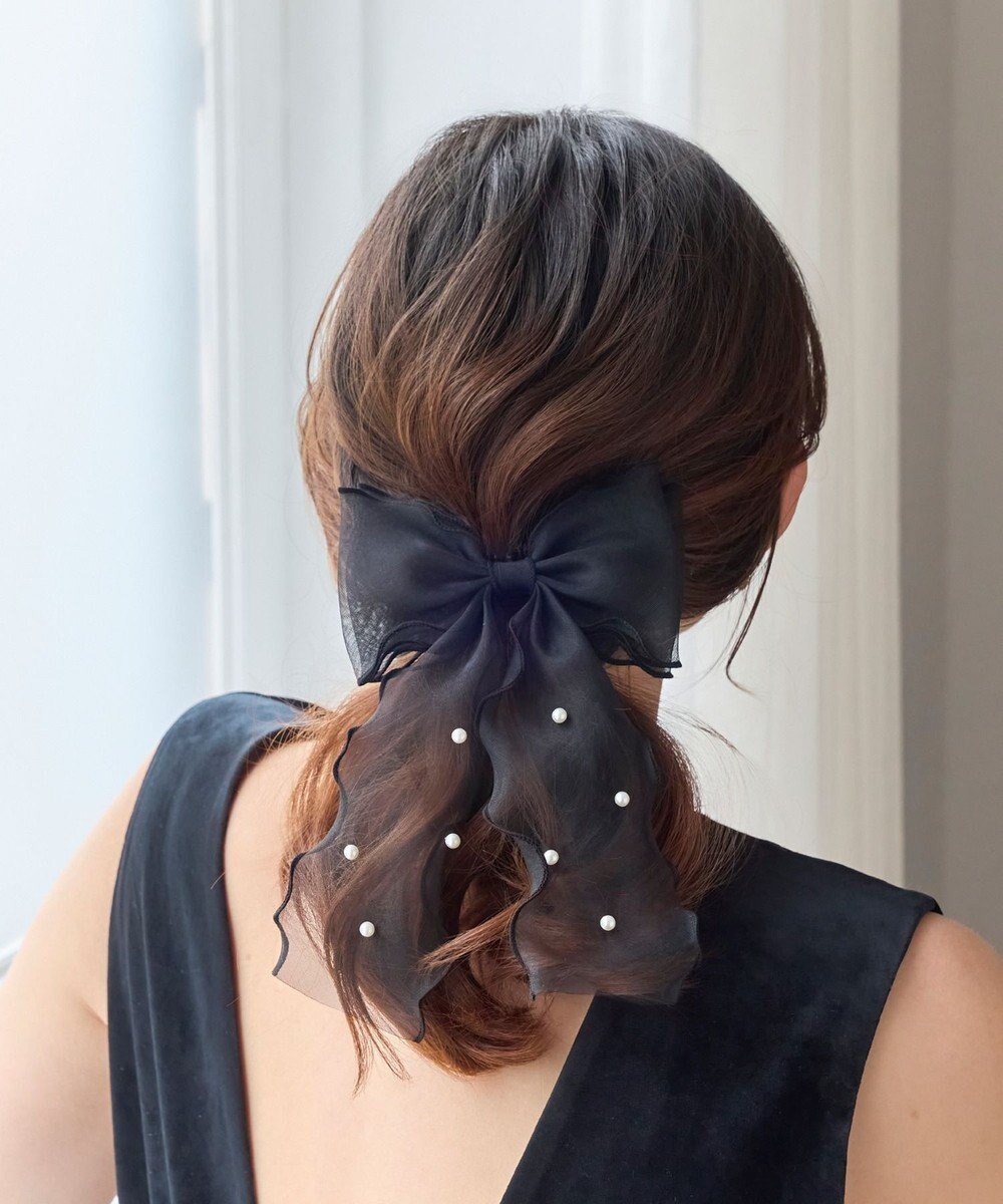 【フィービィー/phoebe】のフレアリボンドットパールヘアゴム ブラック インテリア・キッズ・メンズ・レディースファッション・服の通販 founy(ファニー) 　ファッション　Fashion　レディースファッション　Fashion for Women　シュシュ&ヘアアクセ/ヘアアレンジ　Scrunchies & Hair Accessories　おすすめ　Recommended / Our Picks　アクセサリー　Fashion Accessories　オーガンジー　Organza Fabric　セレモニー　Ceremony　パール　Pearl, Pearl Accent　ビッグ　Big, Oversized　フォーマル　Formal, Dressy　リボン　Ribbon, Bow　エレガント 上品　Elegant　人気　Popular, Best Seller　結婚式　Wedding　ブラック|ID: prp329100004679705 ipo3291000000036288295