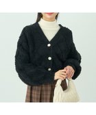 【アースミュージックアンドエコロジー/earth music&ecology】のシャギーダイヤ柄ショートニットカーディガン Black|ID: prp329100004679749 ipo3291000000033804541