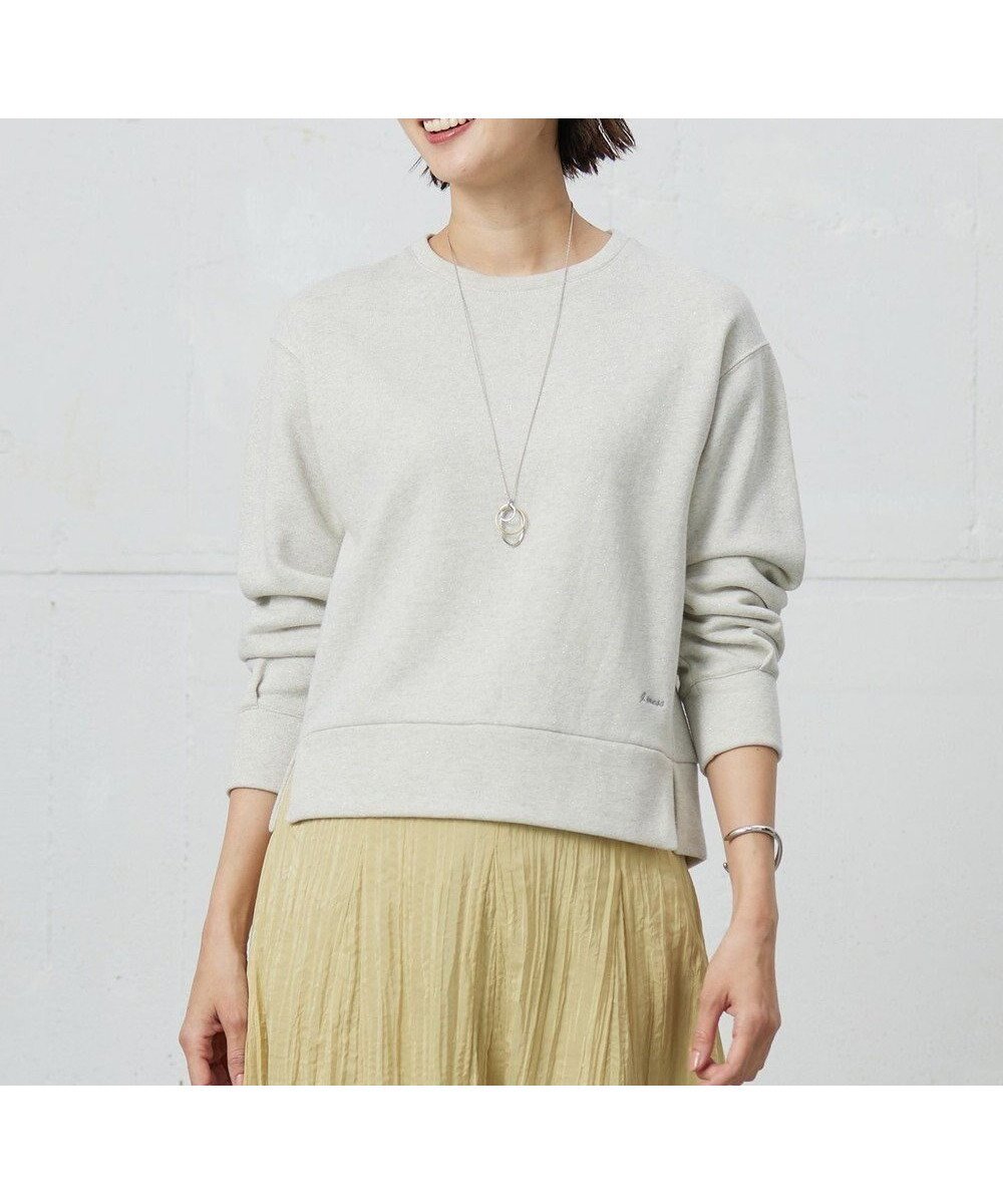 【ジェイ プレス/J.PRESS】の【WEB限定カラーあり】ラメ裏毛 カットソー インテリア・キッズ・メンズ・レディースファッション・服の通販 founy(ファニー) 　ファッション　Fashion　レディースファッション　Fashion for Women　トップス・カットソー　Cut & Sew Tops　シャツ・ブラウス・オフィスカジュアル　Elegant Blouses & Button-Ups　ロングTシャツ・Tシャツ　Longline T-Shirts & Tees　カットソー・ベーシックTシャツ　Cut-and-Sewn Tops / Stretch Tees & Basics　カットソー　Cut and Sewn Top　コンパクト　Compact, Small Size　スウェット / スエット　Sweatshirt, Sweatwear　スリット　Slit, Slit Detail　ベーシック　Basic, Essential　ループ　Loop, Loop Knit　エレガント 上品　Elegant　夏　Summer　日本製　Made In Japan　春　Spring　S/S・春夏　SS, Spring/Summer, Warm Season　オートミール系|ID: prp329100004679778 ipo3291000000033804683