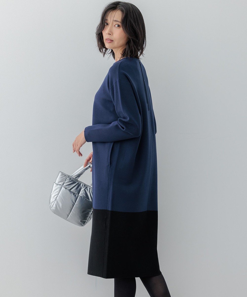 【23区/NIJYUSANKU】の【WEB 一部店舗限定カラーあり/洗える】ミラノリブ バイカラーニットワンピース インテリア・キッズ・メンズ・レディースファッション・服の通販 founy(ファニー) ファッション Fashion レディースファッション Fashion for Women ワンピース Dresses ニットワンピース Knit Dresses 洗える Machine Washable ストレッチ Stretch, Stretchy Fabric 人気 Popular, Best Seller ポケット Pocket, Pocket Detail ミラノリブ Milano Rib, Milano Stitch ラベンダー Lavender レギュラー Regular, Standard Fit A/W・秋冬 Autumn/Winter ネイビー×ブラック|ID: prp329100004679854 ipo3291000000033804940