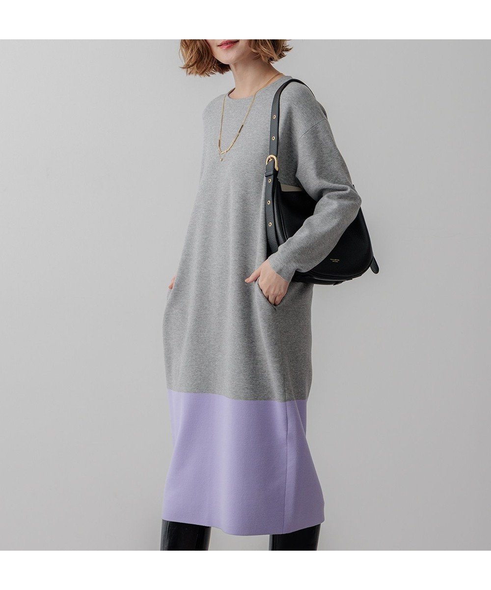 【23区/NIJYUSANKU】の【WEB 一部店舗限定カラーあり/洗える】ミラノリブ バイカラーニットワンピース インテリア・キッズ・メンズ・レディースファッション・服の通販 founy(ファニー) ファッション Fashion レディースファッション Fashion for Women ワンピース Dresses ニットワンピース Knit Dresses 洗える Machine Washable ストレッチ Stretch, Stretchy Fabric 人気 Popular, Best Seller ポケット Pocket, Pocket Detail ミラノリブ Milano Rib, Milano Stitch ラベンダー Lavender レギュラー Regular, Standard Fit A/W・秋冬 Autumn/Winter ライトグレー×ラベンダー|ID: prp329100004679854 ipo3291000000033804941