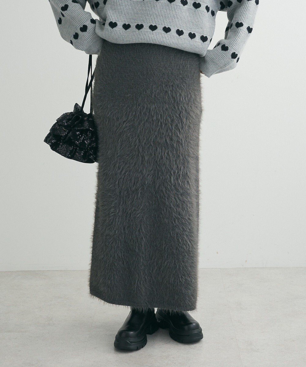 【グリーンパークス/Green Parks】の・Petit Fleur シャギーニットスカート インテリア・キッズ・メンズ・レディースファッション・服の通販 founy(ファニー) ファッション Fashion レディースファッション Fashion for Women スカート Skirts おすすめ Recommended / Our Picks スウェット / スエット Sweatshirt, Sweatwear スリット Slit, Slit Detail デニム Denim, Jeans Material ポケット Pocket, Pocket Detail リラックス Relax, Relaxed Fit A/W・秋冬 Autumn/Winter Charcoal Gray|ID: prp329100004679868 ipo3291000000033804996