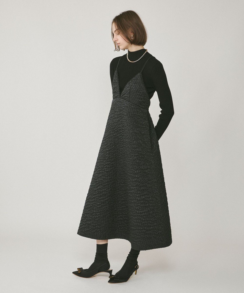 【グレース コンチネンタル/GRACE CONTINENTAL】のエンボスキャミワンピース インテリア・キッズ・メンズ・レディースファッション・服の通販 founy(ファニー) 　ファッション　Fashion　レディースファッション　Fashion for Women　ワンピース　Dresses　キャミソールワンピース　Camisole Dresses　キャミワンピース　Cami Dress, Slip Dress　シンプル　Simple, Minimal　タフタ　Taffeta, Structured Fabric　タートルネック　Turtleneck, High Neck　ラップ　Wrap, Wrap Design　夏　Summer　S/S・春夏　SS, Spring/Summer, Warm Season　A/W・秋冬　Autumn/Winter　ブラック|ID: prp329100004679912 ipo3291000000033805161