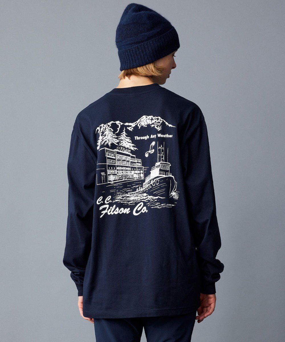 【ジョセフ アブード マウンテン/JOSEPH ABBOUD MOUNTAIN】のLONG SLEEVE FRONTIER GRAPPHIC T-SHIRT ネイビー インテリア・キッズ・メンズ・レディースファッション・服の通販 founy(ファニー) 　ファッション　Fashion　レディースファッション　Fashion for Women　トップス・カットソー　Cut & Sew Tops　シャツ・ブラウス・オフィスカジュアル　Elegant Blouses & Button-Ups　ロングTシャツ・Tシャツ　Longline T-Shirts & Tees　カットソー・ベーシックTシャツ　Cut-and-Sewn Tops / Stretch Tees & Basics　カットソー　Cut and Sewn Top　グラフィック　Graphic, Graphic Design　A/W・秋冬　Autumn/Winter　長袖　Long Sleeve, Full Sleeve　ネイビー系|ID: prp329100004679920 ipo3291000000033805191