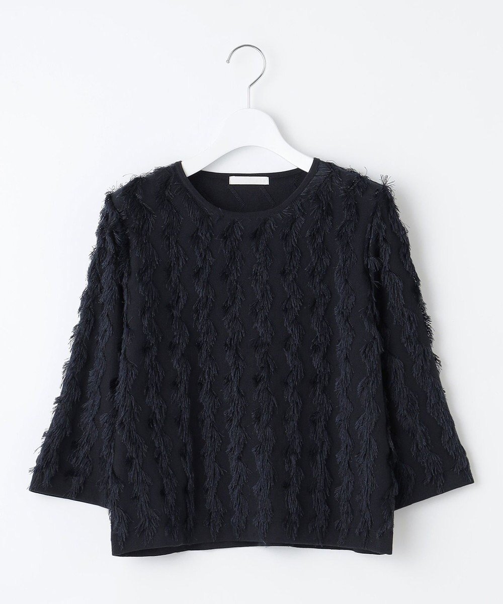 【自由区/JIYU-KU】の【洗える】カットジャガード ニット インテリア・キッズ・メンズ・レディースファッション・服の通販 founy(ファニー) 　ファッション　Fashion　レディースファッション　Fashion for Women　トップス・カットソー　Cut & Sew Tops　ニット　Knit Tops & Sweaters　インナー　Innerwear　カットジャガード　Cut Jacquard　ジャケット　Jacket, Outerwear　セーター　Sweater, Knitwear　フリンジ　Fringe, Tassel　エレガント 上品　Elegant　夏　Summer　春　Spring　S/S・春夏　SS, Spring/Summer, Warm Season　洗える　Machine Washable　ネイビー|ID: prp329100004679934 ipo3291000000033805239