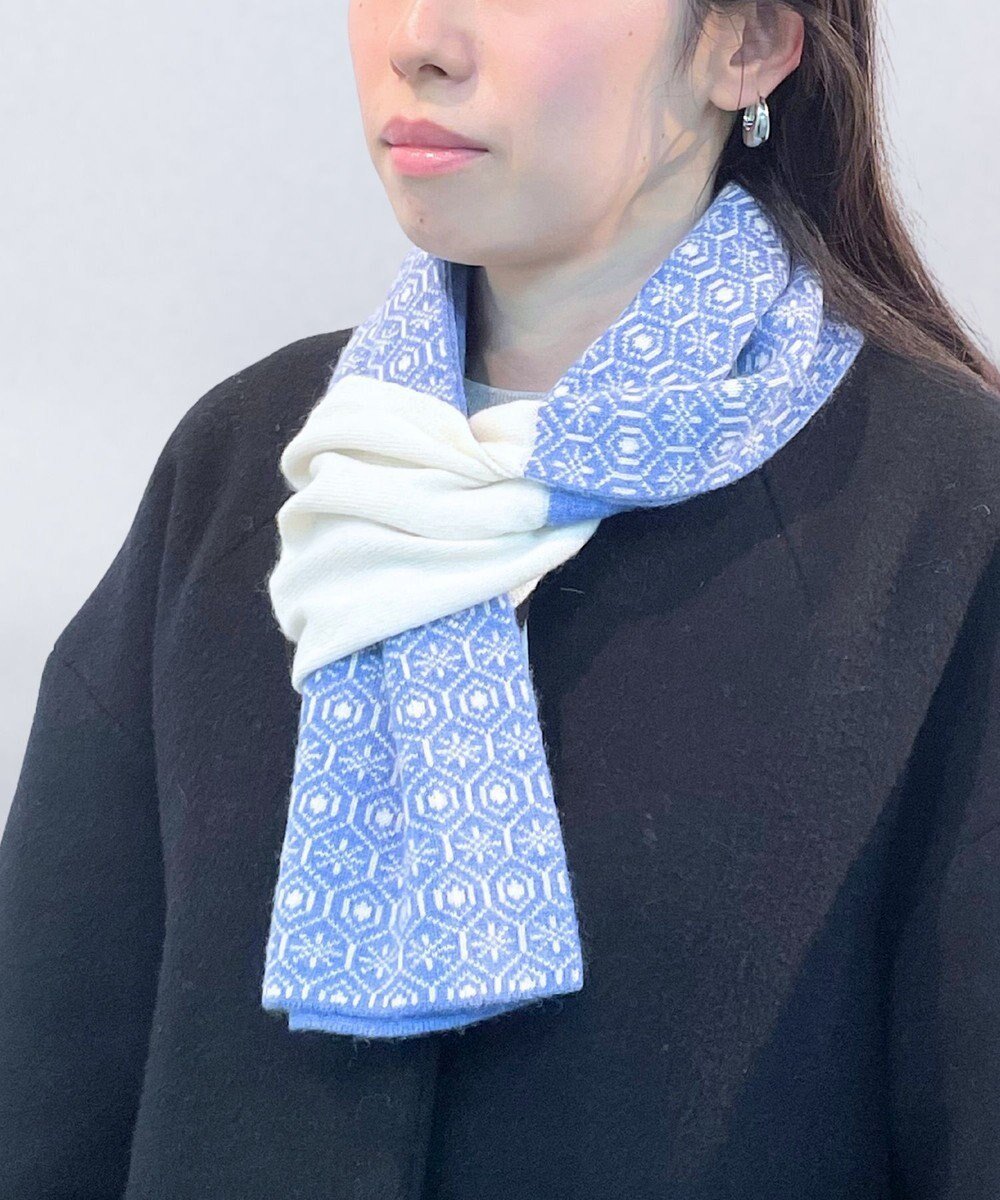 【ムーンバット/MOONBAT】の【カシミヤ100%】両面使える ニットジャガードマフラー インテリア・キッズ・メンズ・レディースファッション・服の通販 founy(ファニー) 　ファッション　Fashion　レディースファッション　Fashion for Women　トップス・カットソー　Cut & Sew Tops　ニット　Knit Tops & Sweaters　マフラー・スヌード / 冬小物の定番　Scarves & Mufflers　アクセサリー　Fashion Accessories　エレガント 上品　Elegant　スヌード　Snood, Infinity Scarf　マフラー　Scarf, Muffler　無地　Plain, Solid Color　リバーシブル　Reversible, Two-Sided　ループ　Loop, Loop Knit　冬　Winter / This Winter　A/W・秋冬　Autumn/Winter　サックスブルー|ID: prp329100004679957 ipo3291000000033805302