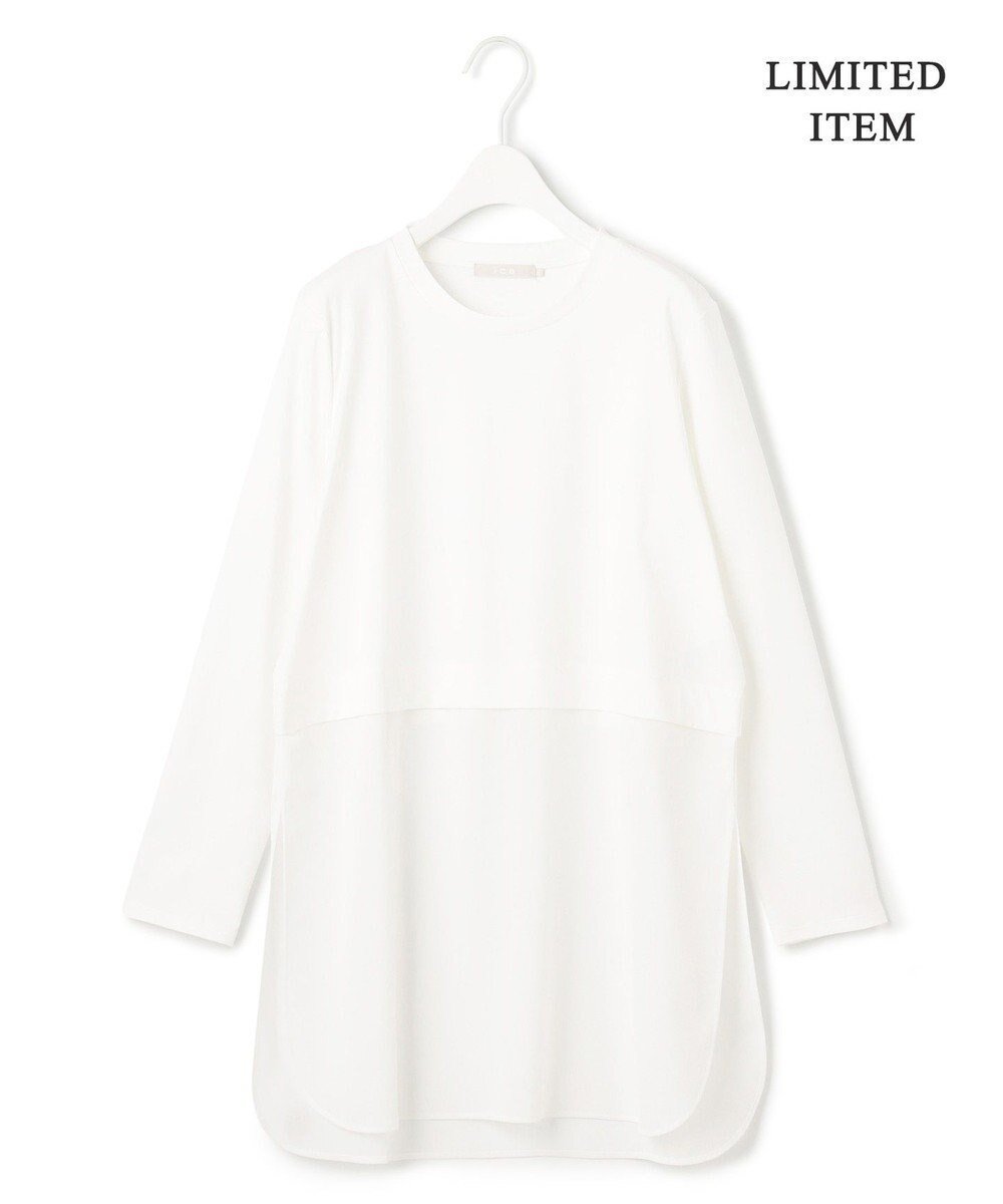 【アイシービー/iCB】の【WEB限定・洗える】 シアージャージーコンビ カットソー インテリア・キッズ・メンズ・レディースファッション・服の通販 founy(ファニー) 　ファッション　Fashion　レディースファッション　Fashion for Women　トップス・カットソー　Cut & Sew Tops　シャツ・ブラウス・オフィスカジュアル　Elegant Blouses & Button-Ups　ロングTシャツ・Tシャツ　Longline T-Shirts & Tees　カットソー・ベーシックTシャツ　Cut-and-Sewn Tops / Stretch Tees & Basics　2024年　2024　2024-2025秋冬・A/W　Autumn/Winter 2024–25 AW24–25　おすすめ　Recommended / Our Picks　インナー　Innerwear　カットソー　Cut and Sewn Top　コンビ　Combo, Combination Style　シアー　Sheer, See-Through　シルケット　Silket, Silky Cotton　ジャケット　Jacket, Outerwear　スリーブ　Sleeve, Long Sleeve / Short Sleeve　ドッキング　Docking, Mixed Material　ロング　Long, Long-Length　洗える　Machine Washable　A/W・秋冬　Autumn/Winter　オフホワイト系|ID: prp329100004679970 ipo3291000000033805347