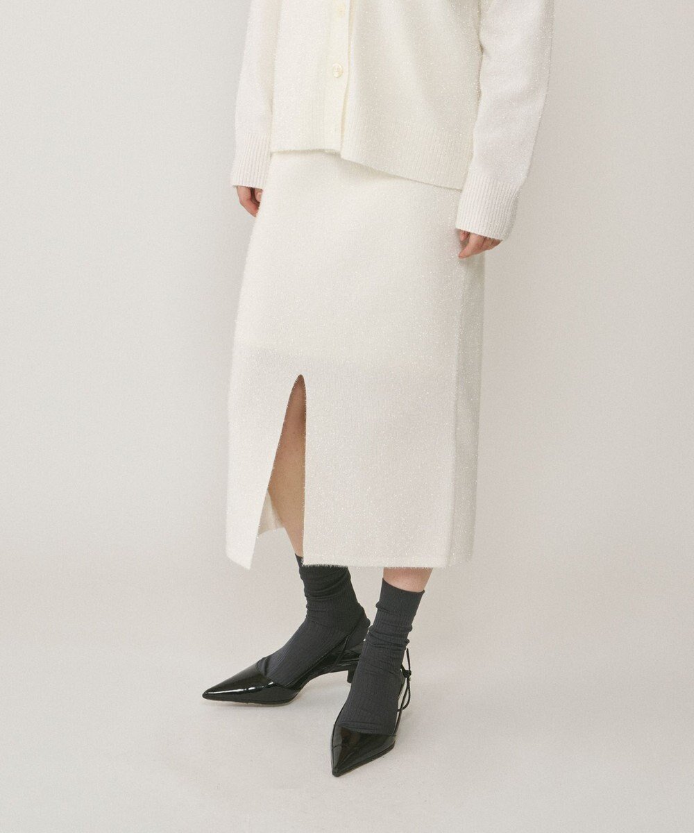 【グレース コンチネンタル/GRACE CONTINENTAL】のフィルムヤーンニットスカート 人気、トレンドファッション・服の通販 founy(ファニー) 　ファッション　Fashion　レディースファッション　Fashion for Women　スカート　Skirts　スリット　Slit, Slit Detail　フェミニン　Feminine, Girly　フロント　Front, Front Design　ベーシック　Basic, Essential　リュクス　Luxury, Elegant, High-End, Chic　夏　Summer　S/S・春夏　SS, Spring/Summer, Warm Season　A/W・秋冬　Autumn/Winter　 other-1|ID: prp329100004680015 ipo3291000000033805506