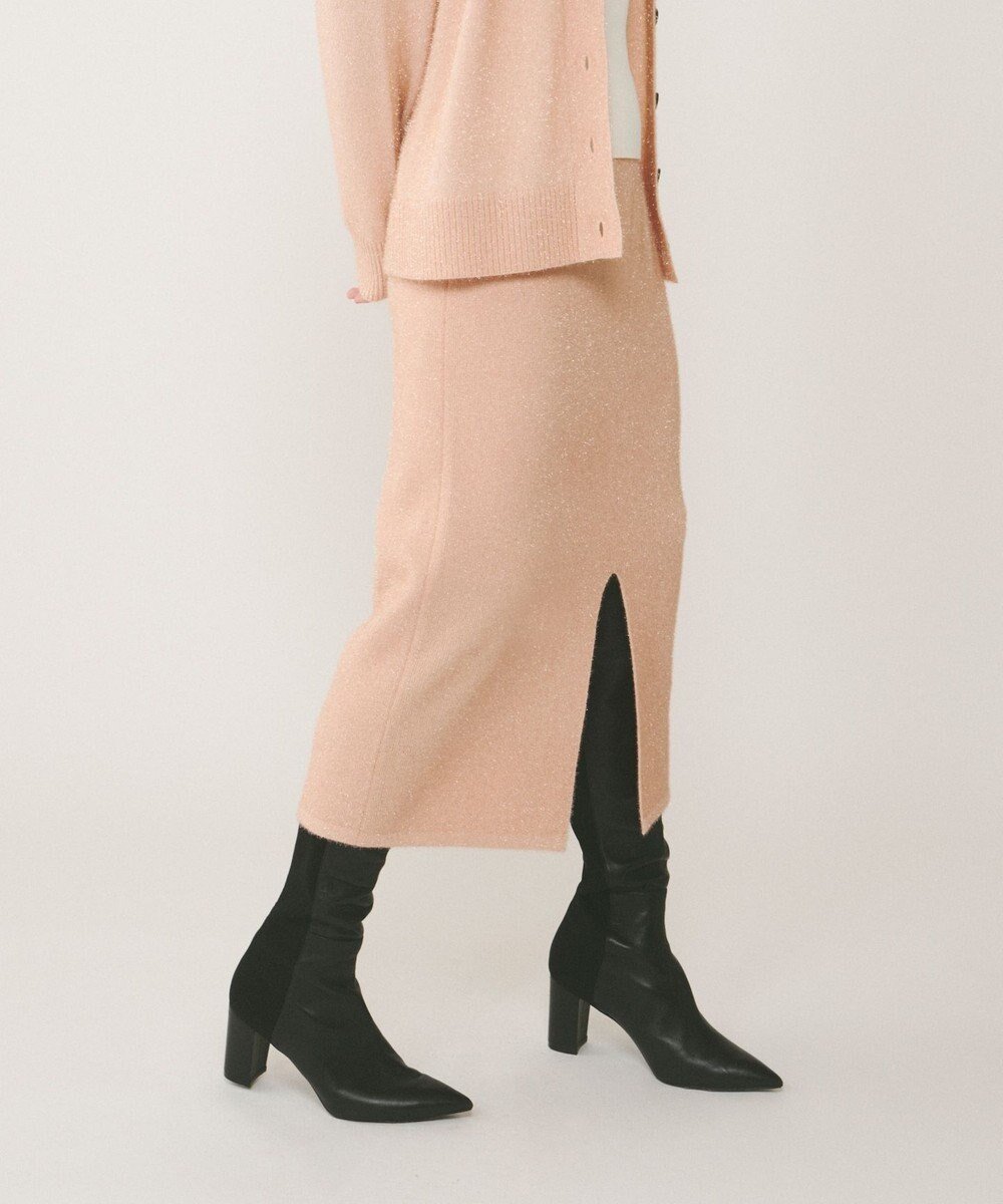 【グレース コンチネンタル/GRACE CONTINENTAL】のフィルムヤーンニットスカート インテリア・キッズ・メンズ・レディースファッション・服の通販 founy(ファニー) 　ファッション　Fashion　レディースファッション　Fashion for Women　スカート　Skirts　スリット　Slit, Slit Detail　フェミニン　Feminine, Girly　フロント　Front, Front Design　ベーシック　Basic, Essential　リュクス　Luxury, Elegant, High-End, Chic　夏　Summer　S/S・春夏　SS, Spring/Summer, Warm Season　A/W・秋冬　Autumn/Winter　ピンク|ID: prp329100004680015 ipo3291000000033805509