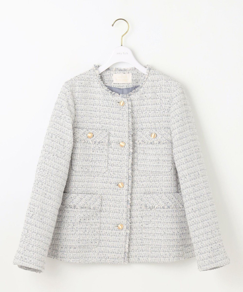 【エニィ スィス/any SiS】のツイードノーカラーミドル ジャケット インテリア・キッズ・メンズ・レディースファッション・服の通販 founy(ファニー) 　ファッション　Fashion　レディースファッション　Fashion for Women　アウター　Coat / Outerwear Collection　レディースジャケット・軽アウター　Jackets　ノーカラージャケット / シンプル上品コーデ　Collarless Jackets　春　Spring　ジャケット　Jacket, Outerwear　ツイード　Twill, Twill Weave　デニム　Denim, Jeans Material　ポケット　Pocket, Pocket Detail　ミックス　Mix, Mixed Style　ロング　Long, Long-Length　S/S・春夏　SS, Spring/Summer, Warm Season　おすすめ　Recommended / Our Picks　夏　Summer　セレモニー　Ceremony　新作・新入荷　New Arrivals / New In　グレーミックス|ID: prp329100004680031 ipo3291000000033805563