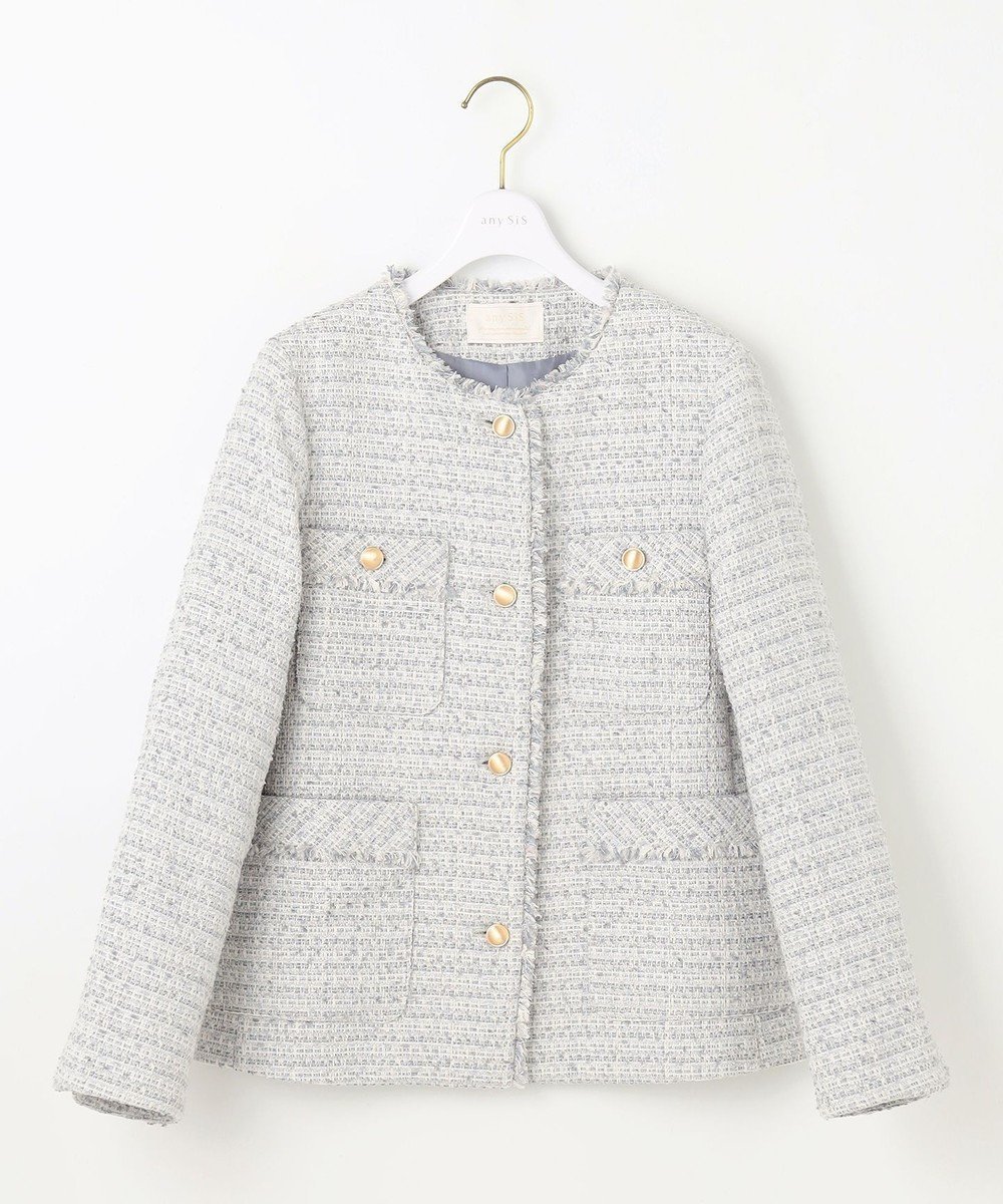 【エニィ スィス/any SiS】のツイードノーカラーミドル ジャケット インテリア・キッズ・メンズ・レディースファッション・服の通販 founy(ファニー) 　ファッション　Fashion　レディースファッション　Fashion for Women　アウター　Coat / Outerwear Collection　レディースジャケット・軽アウター　Jackets　ノーカラージャケット / シンプル上品コーデ　Collarless Jackets　春　Spring　ジャケット　Jacket, Outerwear　ツイード　Twill, Twill Weave　デニム　Denim, Jeans Material　ポケット　Pocket, Pocket Detail　ミックス　Mix, Mixed Style　ロング　Long, Long-Length　S/S・春夏　SS, Spring/Summer, Warm Season　おすすめ　Recommended / Our Picks　夏　Summer　セレモニー　Ceremony　新作・新入荷　New Arrivals / New In　グレーミックス|ID: prp329100004680031 ipo3291000000035543110