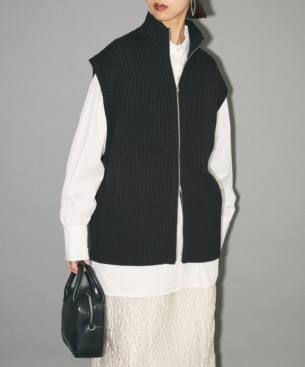 【グリーンパークス/Green Parks】のフロントジップベスト インテリア・キッズ・メンズ・レディースファッション・服の通販 founy(ファニー) 　ファッション　Fashion　レディースファッション　Fashion for Women　アウター　Coat / Outerwear Collection　トップス・カットソー　Cut & Sew Tops　ベスト&ジレ / 重ね着スタイル　Vests & Gilets　インナー　Innerwear　エレガント 上品　Elegant　シンプル　Simple, Minimal　トレンド　Trend, Trending Now　ハイネック　High Neck, Mock Neck　フランス　France, French　フロント　Front, Front Design　ベスト　Vest, Waistcoat　ポケット　Pocket, Pocket Detail　リブニット　Rib Knit, Ribbed Knit　ワイド　Wide, Wide Fit　A/W・秋冬　Autumn/Winter　おすすめ　Recommended / Our Picks　ビジネス 仕事 通勤　Business / Work / Commuting　Black|ID: prp329100004680050 ipo3291000000033805633
