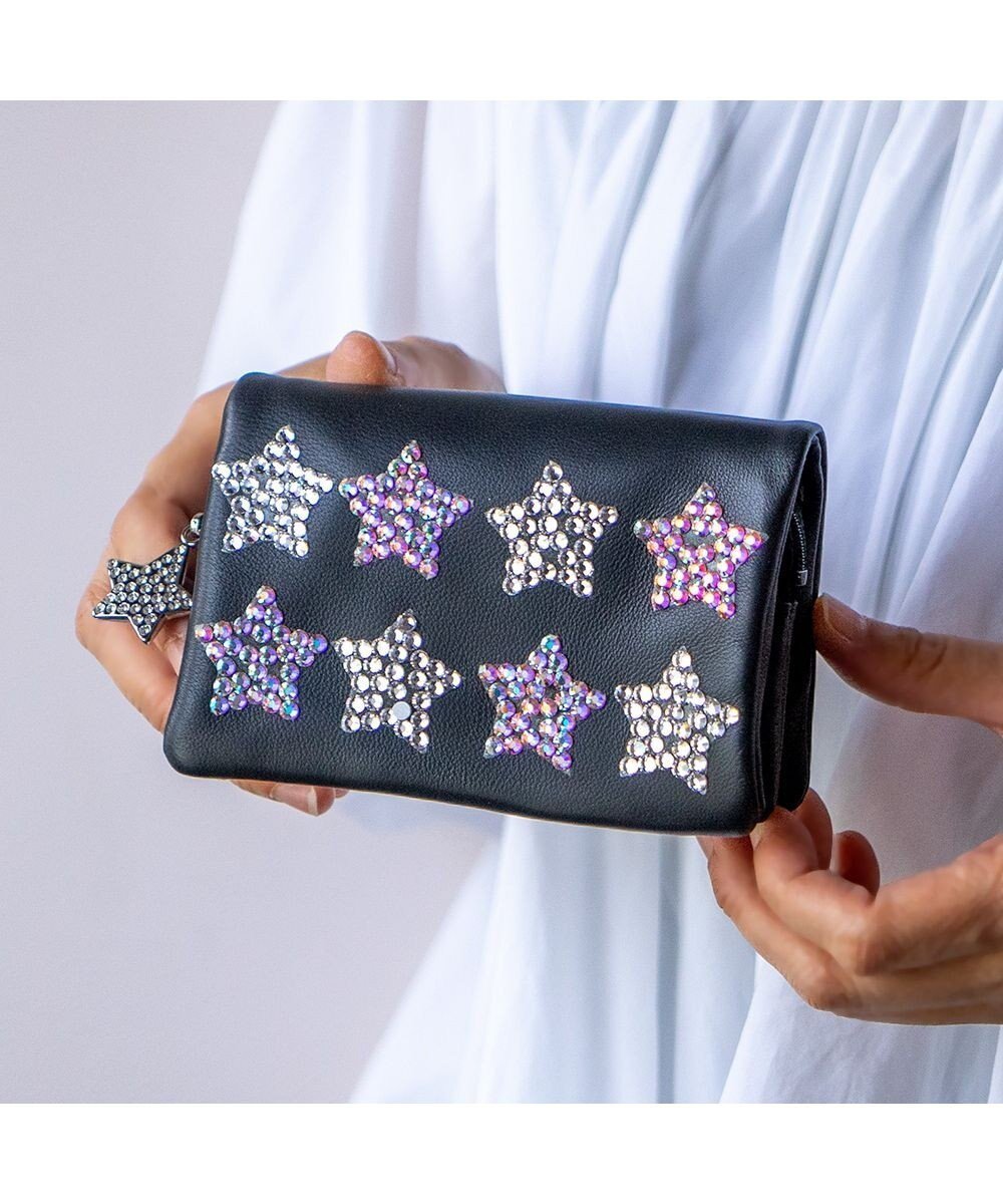 【ツモリチサト キャリー/tsumori chisato CARRY】のきら星スター 2つ折り財布 インテリア・キッズ・メンズ・レディースファッション・服の通販 founy(ファニー) 　ファッション　Fashion　レディースファッション　Fashion for Women　ミニ財布・二つ折り財布　Wallets & Card Cases　コンパクト　Compact, Small Size　ネコ　Cat, Feline Motif　ビジュー　Bijou, Jewel-like Accent　財布　Wallet, Purse　ブラック|ID: prp329100004680056 ipo3291000000033805654