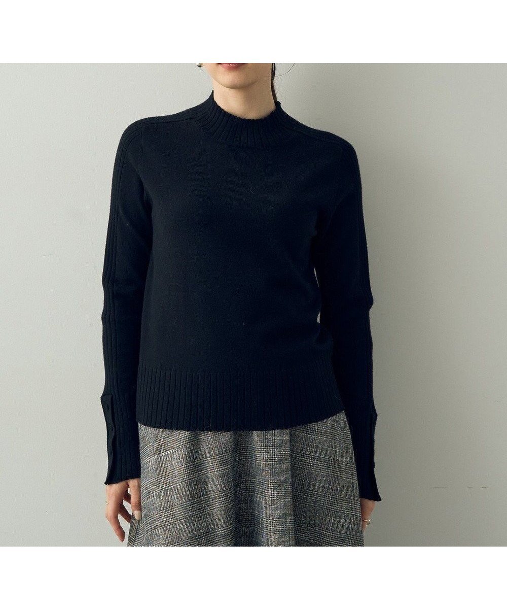 【イェッカ ヴェッカ/YECCA VECCA】の袖口釦リブMIXニット インテリア・キッズ・メンズ・レディースファッション・服の通販 founy(ファニー) 　ファッション　Fashion　レディースファッション　Fashion for Women　トップス・カットソー　Cut & Sew Tops　ニット　Knit Tops & Sweaters　おすすめ　Recommended / Our Picks　インナー　Innerwear　エレガント 上品　Elegant　キャミソール　Camisole, Spaghetti Strap Top　セーター　Sweater, Knitwear　ハイネック　High Neck, Mock Neck　フォルム　Silhouette, Form　ポケット　Pocket, Pocket Detail　ワイドリブ　Wide Rib, Wide Ribbed Knit　A/W・秋冬　Autumn/Winter　Black|ID: prp329100004680083 ipo3291000000033805765