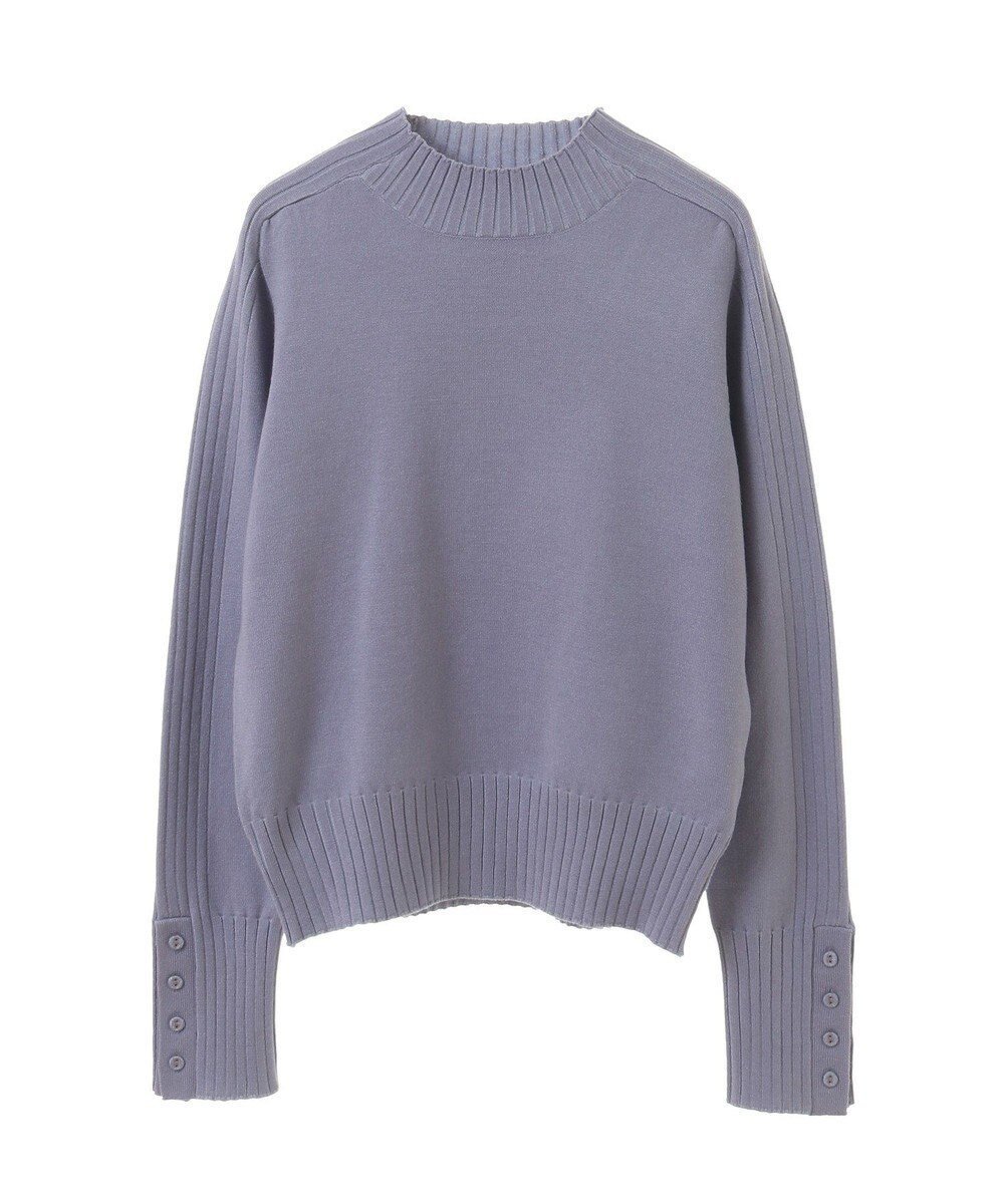 【イェッカ ヴェッカ/YECCA VECCA】の袖口釦リブMIXニット インテリア・キッズ・メンズ・レディースファッション・服の通販 founy(ファニー) 　ファッション　Fashion　レディースファッション　Fashion for Women　トップス・カットソー　Cut & Sew Tops　ニット　Knit Tops & Sweaters　おすすめ　Recommended / Our Picks　インナー　Innerwear　エレガント 上品　Elegant　キャミソール　Camisole, Spaghetti Strap Top　セーター　Sweater, Knitwear　ハイネック　High Neck, Mock Neck　フォルム　Silhouette, Form　ポケット　Pocket, Pocket Detail　ワイドリブ　Wide Rib, Wide Ribbed Knit　A/W・秋冬　Autumn/Winter　Blue|ID: prp329100004680083 ipo3291000000033805767