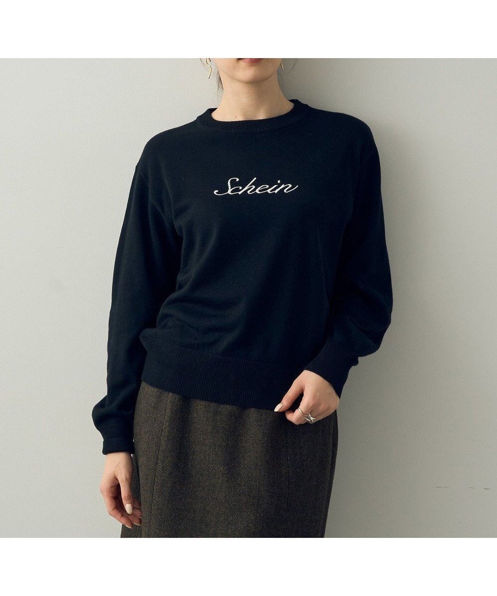 【イェッカ ヴェッカ/YECCA VECCA】のロゴニット インテリア・キッズ・メンズ・レディースファッション・服の通販 founy(ファニー) 　ファッション　Fashion　レディースファッション　Fashion for Women　トップス・カットソー　Cut & Sew Tops　ニット　Knit Tops & Sweaters　おすすめ　Recommended / Our Picks　カットソー　Cut and Sewn Top　セーター　Sweater, Knitwear　フォルム　Silhouette, Form　フロント　Front, Front Design　ポケット　Pocket, Pocket Detail　A/W・秋冬　Autumn/Winter　Black|ID: prp329100004680084 ipo3291000000033805771