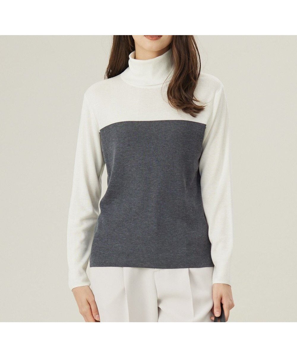 【自由区/JIYU-KU】の【洗える】シルクウールリブタートルネック ニット インテリア・キッズ・メンズ・レディースファッション・服の通販 founy(ファニー) ファッション Fashion レディースファッション Fashion for Women トップス・カットソー Cut & Sew Tops ニット Knit Tops & Sweaters タートルネック・ハイネックトップス Turtlenecks & High-Neck Tops インナー Innerwear シルク Silk, 100% Silk セーター Sweater, Knitwear タートルネック Turtleneck, High Neck フィット Fit, Slim Fit ブロッキング Color Blocking, Panel Design ベーシック Basic, Essential リブニット Rib Knit, Ribbed Knit エレガント 上品 Elegant 洗える Machine Washable A/W・秋冬 Autumn/Winter オフ×グレー|ID: prp329100004680086 ipo3291000000033805779