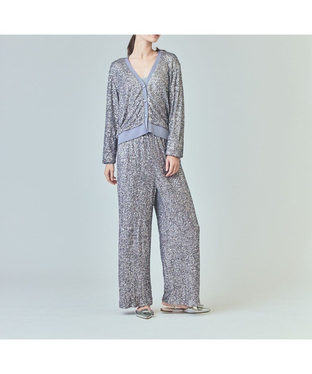 【グレース コンチネンタル/GRACE CONTINENTAL】のスパンコールニットパンツ インテリア・キッズ・メンズ・レディースファッション・服の通販 founy(ファニー) 　ファッション　Fashion　レディースファッション　Fashion for Women　パンツ　Pants & Trousers　おすすめ　Recommended / Our Picks　カーディガン　Cardigan, Knitwear　シャイニー　Shiny, Glossy Finish　ジャケット　Jacket, Outerwear　スパンコール　Sequins, Sequin Embellishment　セットアップ　Set-Up, Coordinated Outfit　ラグジュアリー　Luxury, Elegant　夏　Summer　S/S・春夏　SS, Spring/Summer, Warm Season　A/W・秋冬　Autumn/Winter　グレー|ID: prp329100004680089 ipo3291000000033805789