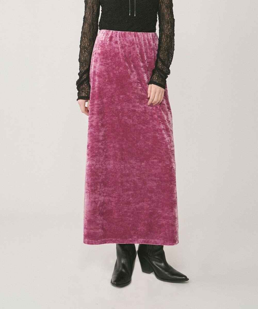 【グレース コンチネンタル/GRACE CONTINENTAL】のクラッシュベロアロングスカート インテリア・キッズ・メンズ・レディースファッション・服の通販 founy(ファニー) 　ファッション　Fashion　レディースファッション　Fashion for Women　スカート　Skirts　ロングスカート　Long Skirts / Maxi & Midi Skirts　クラッシュ　Distressed, Crashed Style　スリット　Slit, Slit Detail　ベロア　Velour, Soft Velvet　リュクス　Luxury, Elegant, High-End, Chic　ロング　Long, Long-Length　A/W・秋冬　Autumn/Winter　ピンク|ID: prp329100004680209 ipo3291000000033806539