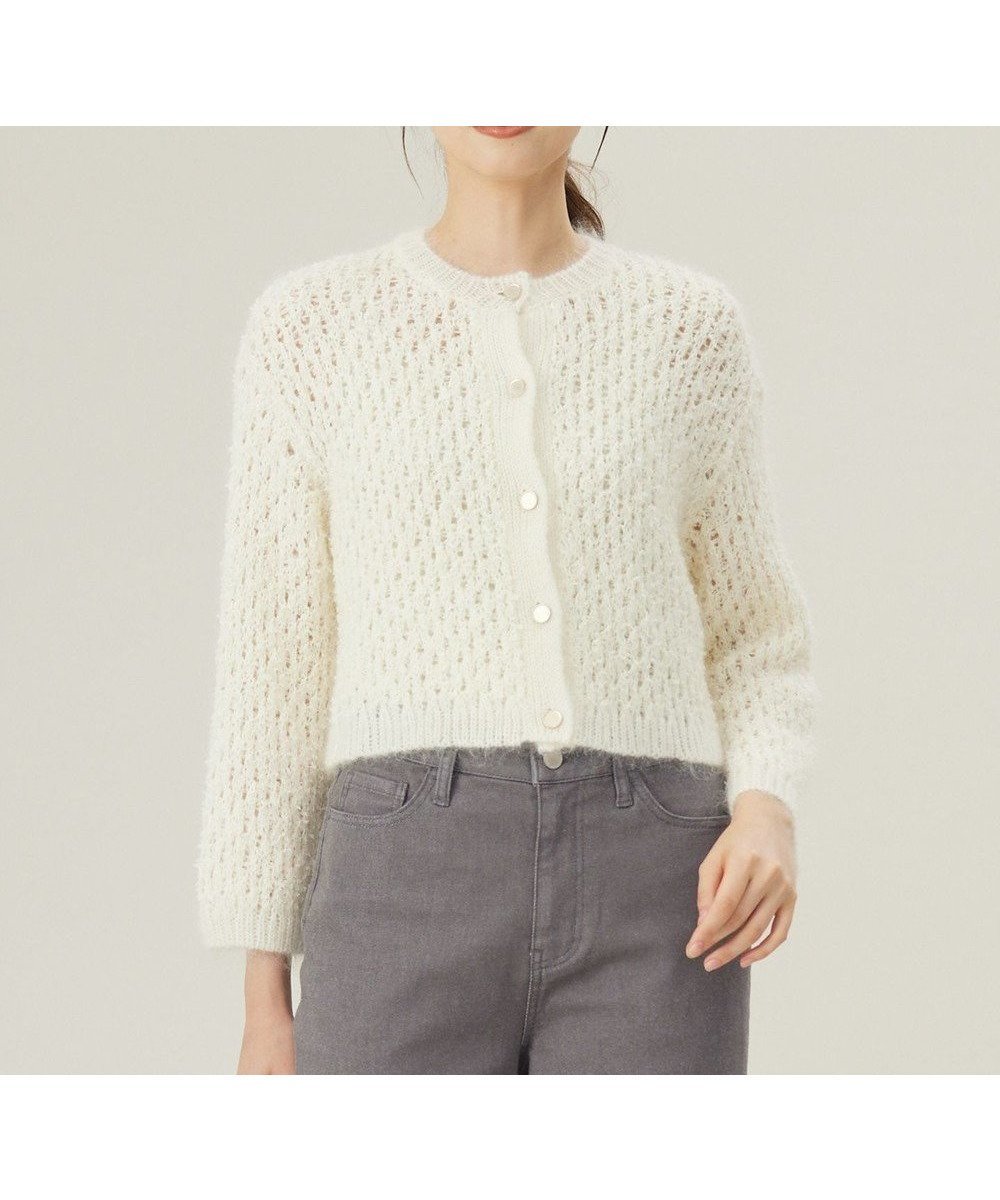 【自由区/JIYU-KU】の【カタログ掲載】テープヤーン カーディガン インテリア・キッズ・メンズ・レディースファッション・服の通販 founy(ファニー) 　ファッション　Fashion　レディースファッション　Fashion for Women　トップス・カットソー　Cut & Sew Tops　カーディガン・羽織り　Layered Style Cardigans　カーディガン　Cardigan, Knitwear　コンパクト　Compact, Small Size　ショート　Short, Short Length　トレンド　Trend, Trending Now　ミックス　Mix, Mixed Style　A/W・秋冬　Autumn/Winter　オフホワイト|ID: prp329100004680242 ipo3291000000033806673