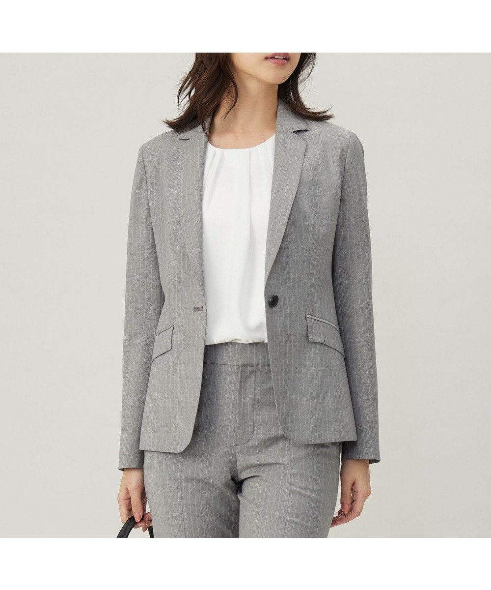 【ジェイ プレス/J.PRESS】の【セットアップ対応】BAHARIYE2 テーラード ジャケット インテリア・キッズ・メンズ・レディースファッション・服の通販 founy(ファニー) 　ファッション　Fashion　レディースファッション　Fashion for Women　アウター　Coat / Outerwear Collection　レディースジャケット・軽アウター　Jackets　テーラードジャケット / 通勤・きれいめスタイル　Tailored Jackets & Blazers　ジャケット　Jacket, Outerwear　ストライプ　Stripe, Striped Pattern　ストレッチ　Stretch, Stretchy Fabric　セットアップ　Set-Up, Coordinated Outfit　テーラード　Tailored, Tailored Fit　バランス　Balance, Style Balance　ベーシック　Basic, Essential　A/W・秋冬　Autumn/Winter　エレガント 上品　Elegant　ライトグレー系1|ID: prp329100004680247 ipo3291000000035710193
