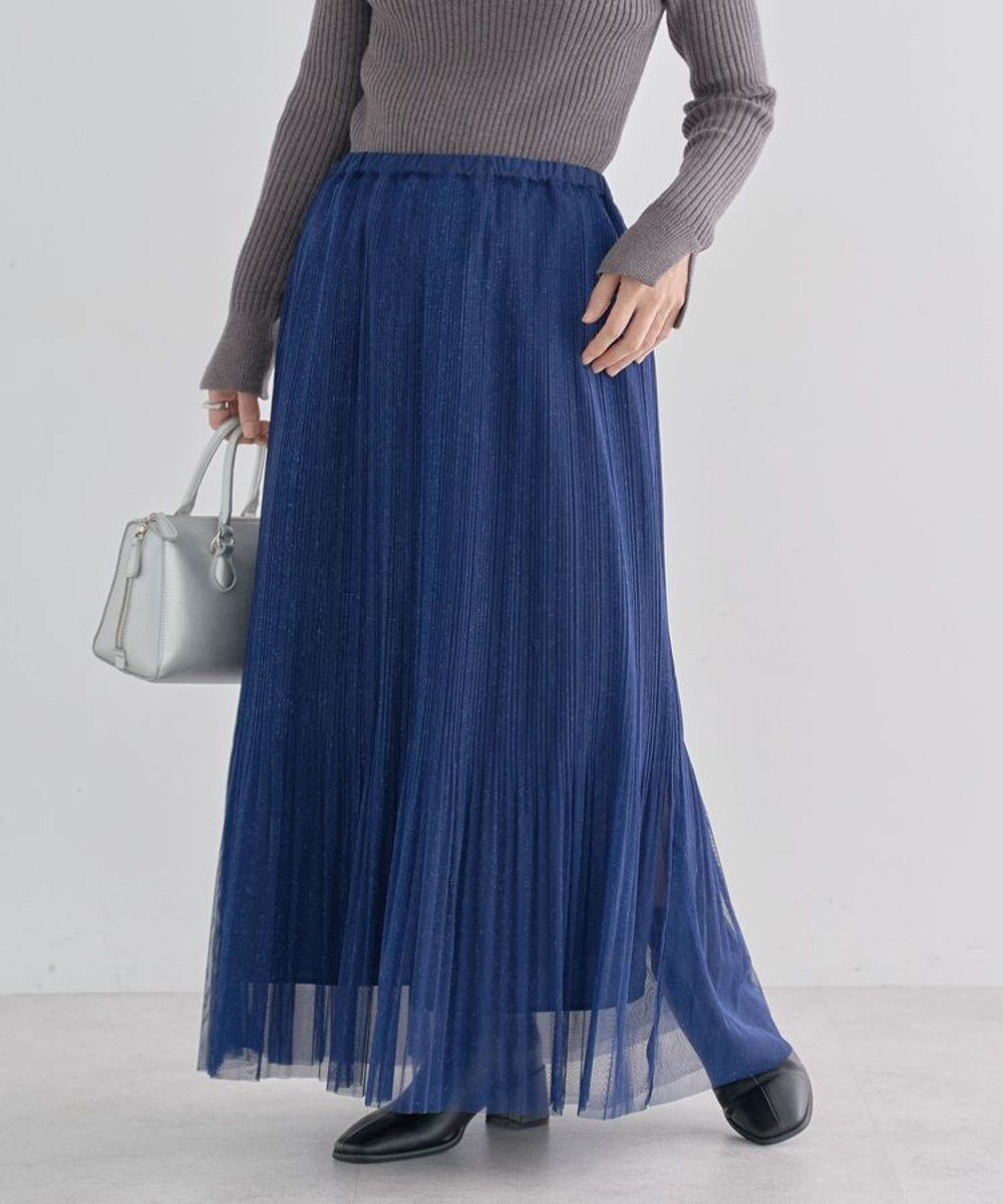 【グリーンパークス/Green Parks】のラメチュールプリーツスカート インテリア・キッズ・メンズ・レディースファッション・服の通販 founy(ファニー) 　ファッション　Fashion　レディースファッション　Fashion for Women　スカート　Skirts　プリーツスカート / 上品フェミニンスタイル　Pleated Skirts　おすすめ　Recommended / Our Picks　チュール　Tulip, Tulip Motif　プリーツ　Pleats, Pleated　ポケット　Pocket, Pocket Detail　A/W・秋冬　Autumn/Winter　Blue|ID: prp329100004680270 ipo3291000000033806765